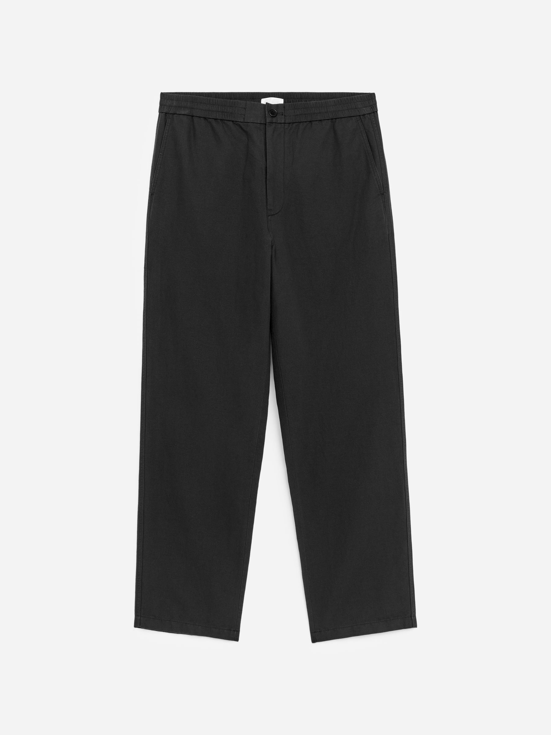 Linen Blend Trousers - Black - Relaxed fit - Men - StillMedia/DescriptiveStillLife - 1
