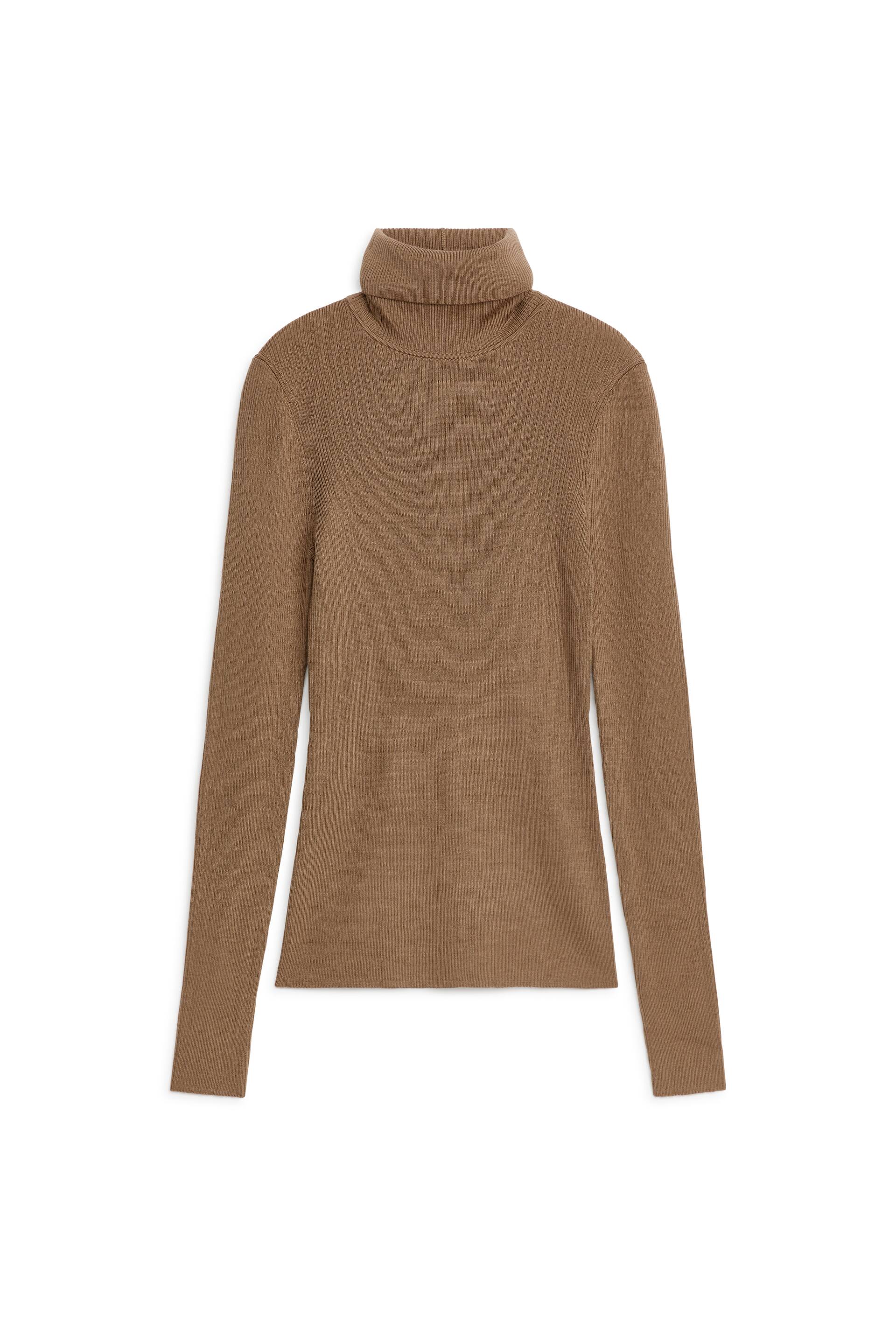 Näytä suurempi kuva: Merinovillainen poolopaita - Tumma beige - NAISET | H&M FI 1