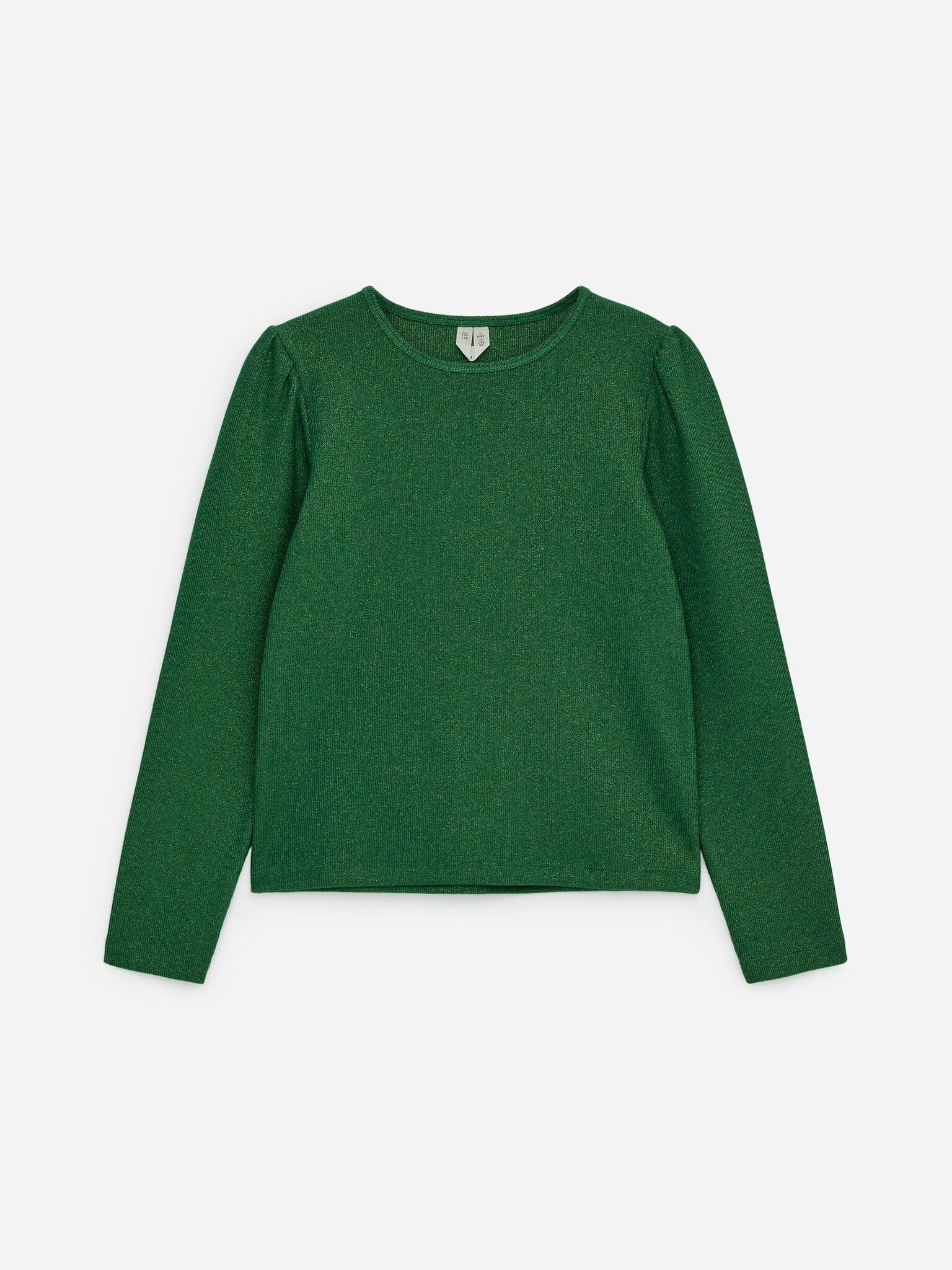 Glittrig topp med puffärm - Grön