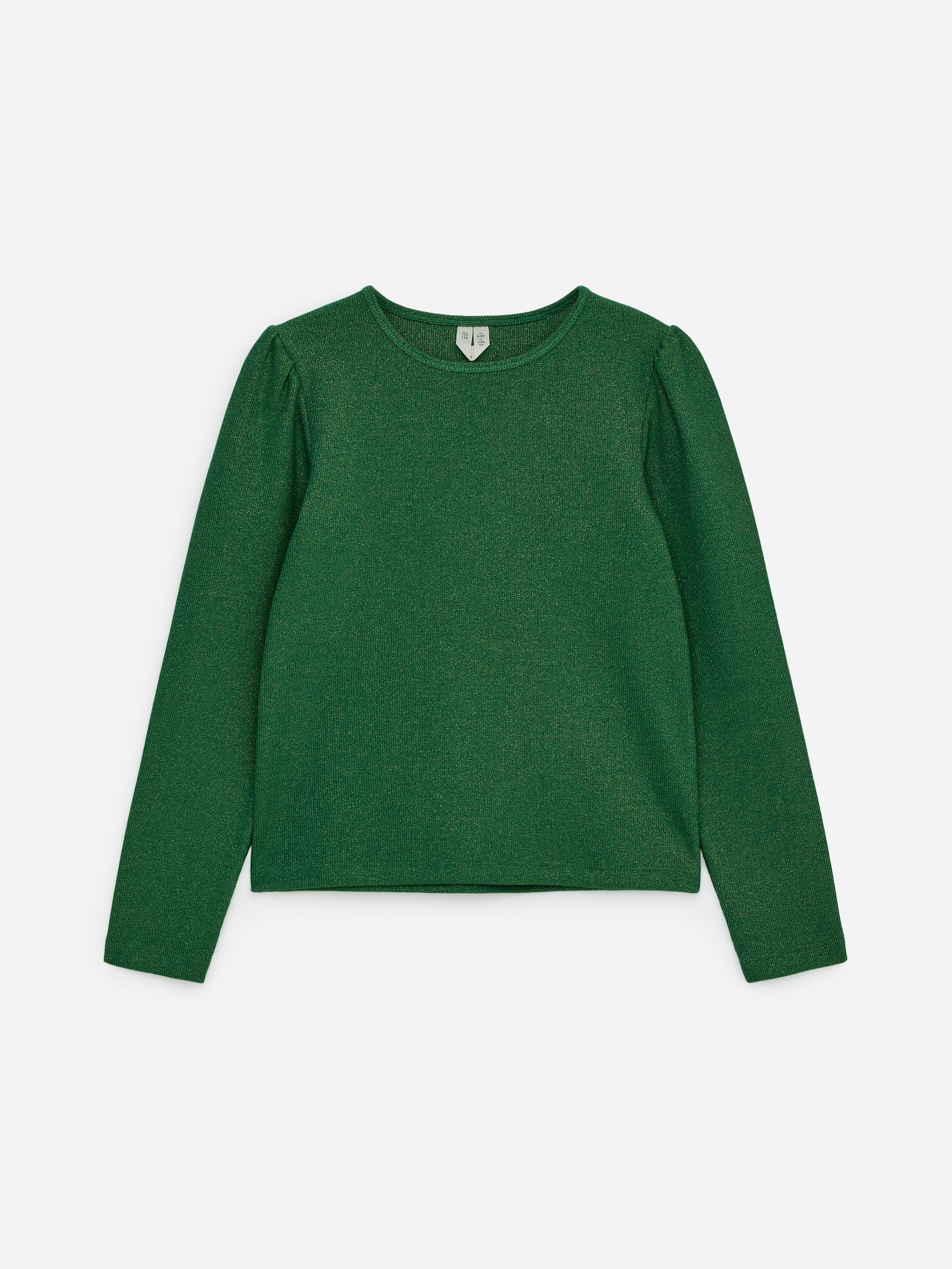 Glittrig topp med puffärm-Grön-17560