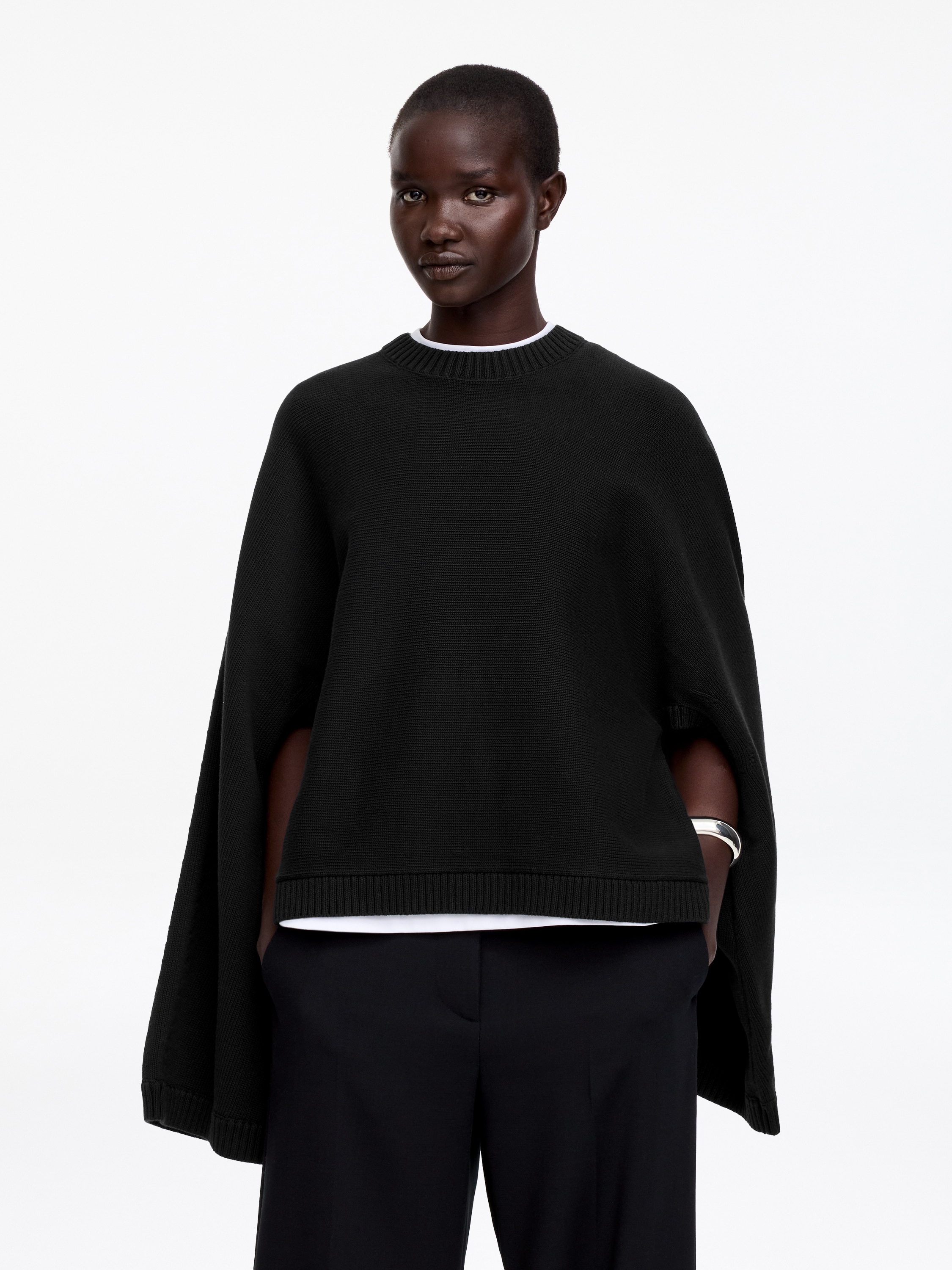 Maglione in cotone con dettaglio cut out - Nero/Crema