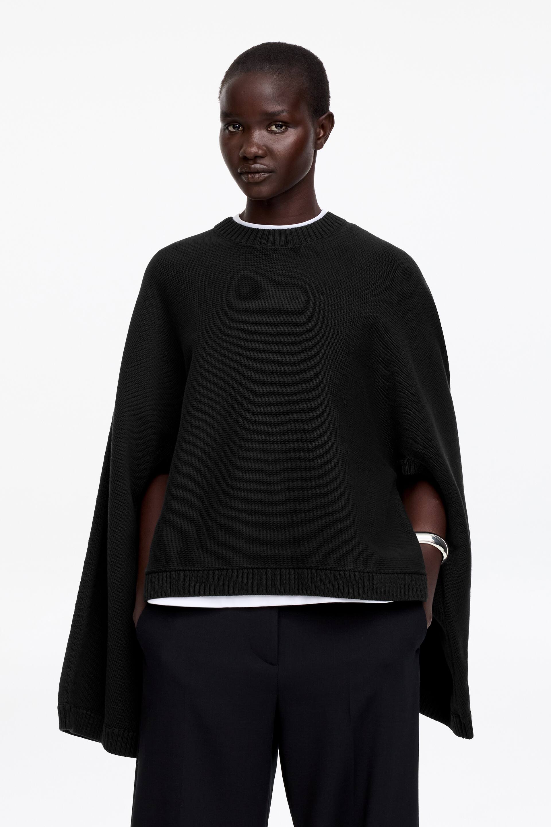 Grotere afbeelding bekijken: Trui van katoen met uitsnijdingen  - Zwart - DAMES | H&M NL 1