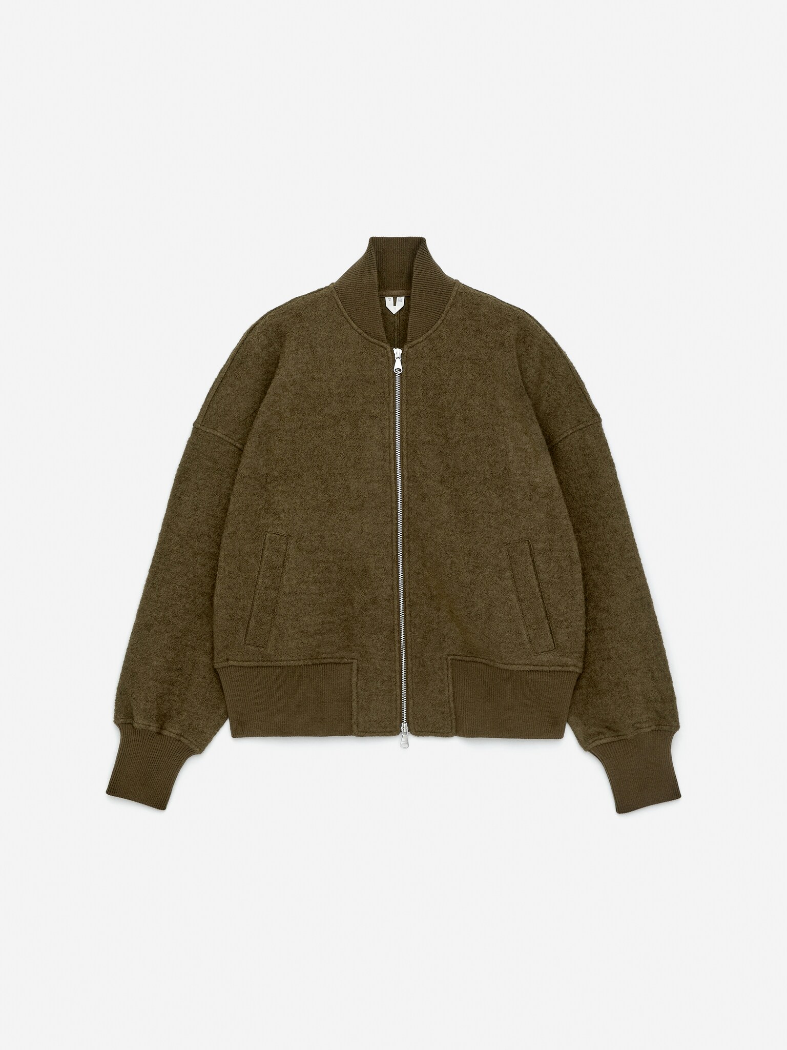 Boiled Wool Jacket - Dark Khaki Green/Dark Blue - 2