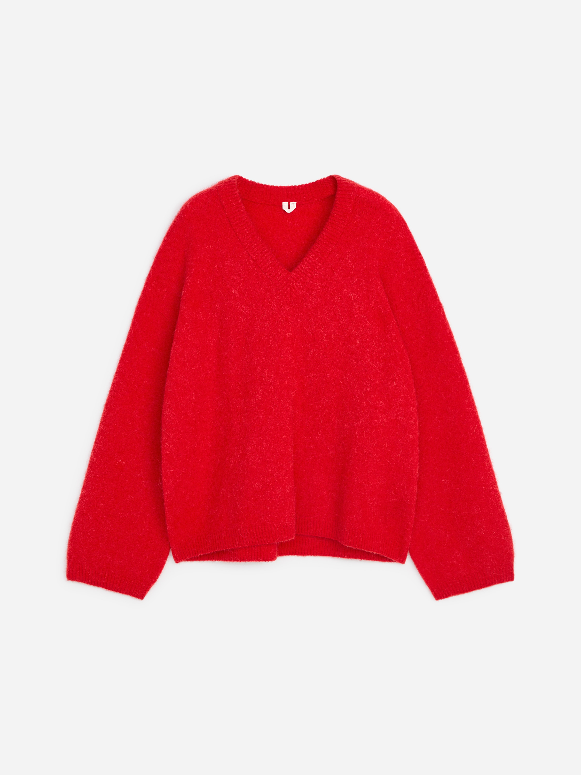 Maglione con scollo a V in misto alpaca e lana - Rosso/Grigio scuro