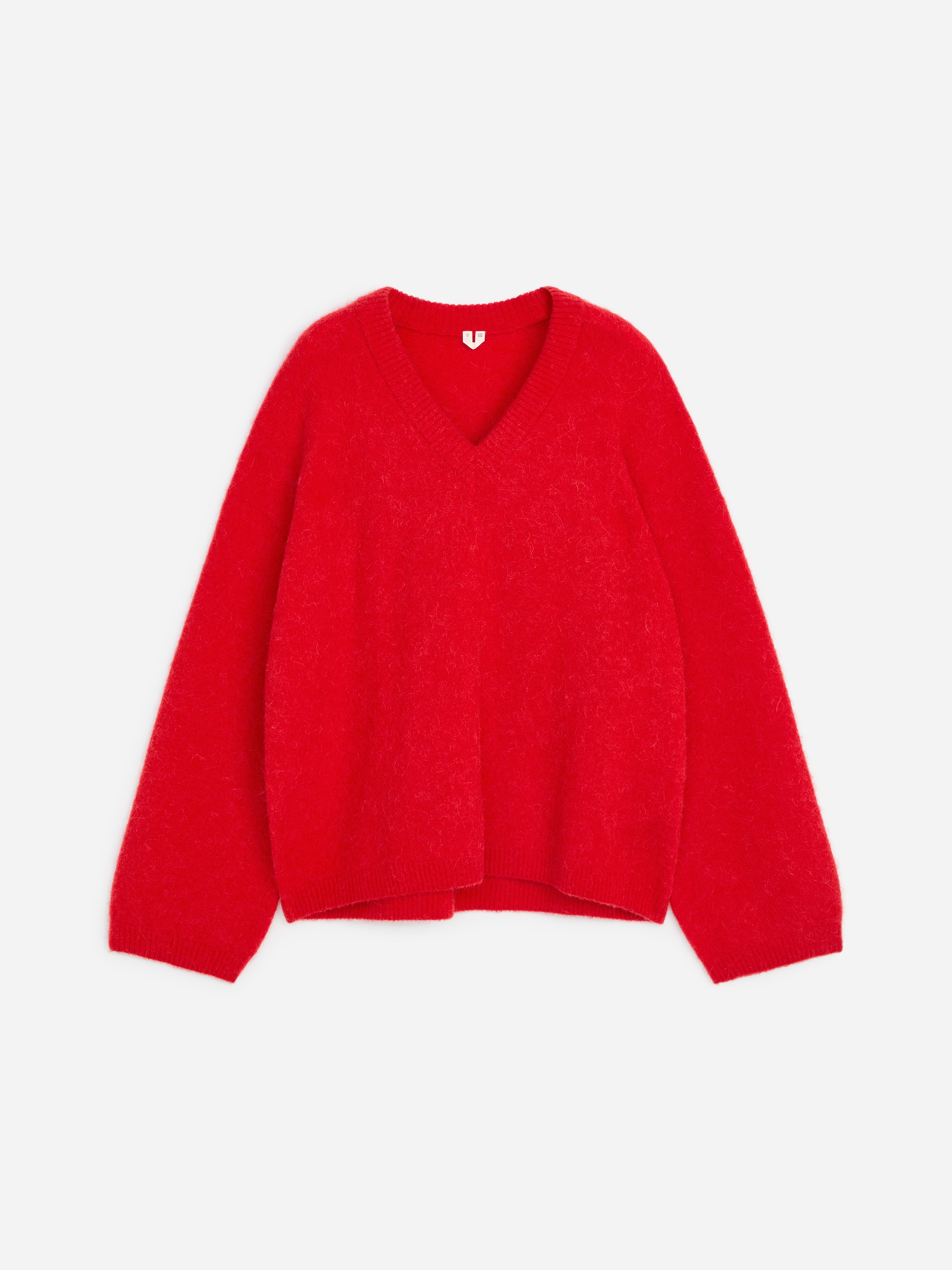 Alpaca-Wool Blend V-Neck Jumper - Red - Loose fit - women - StillMedia/DescriptiveStillLife - 1