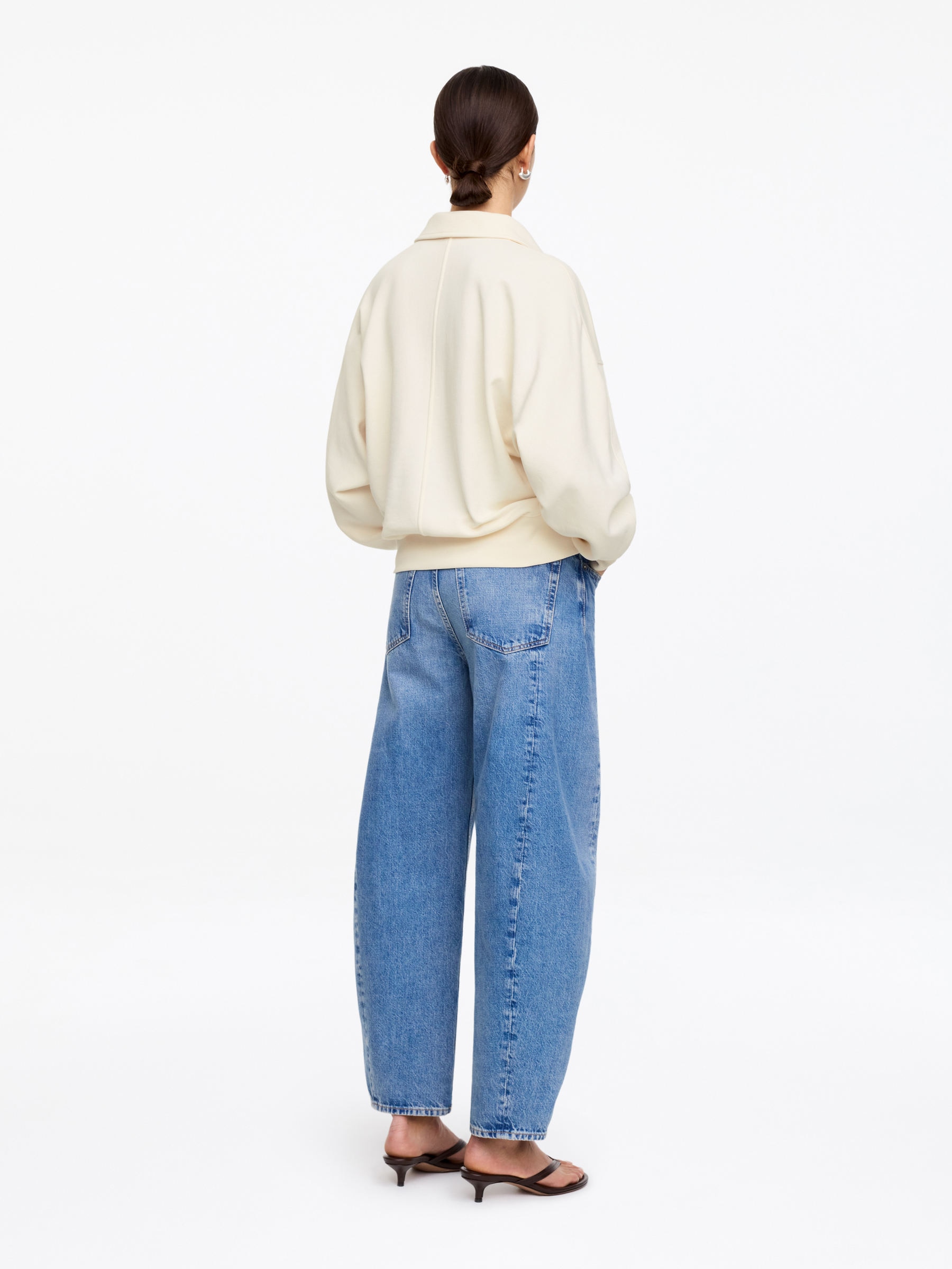 Sweat polo en tissu éponge - Blanc cassé - Regular fit - Femme - StillMedia/Lookbook - 3