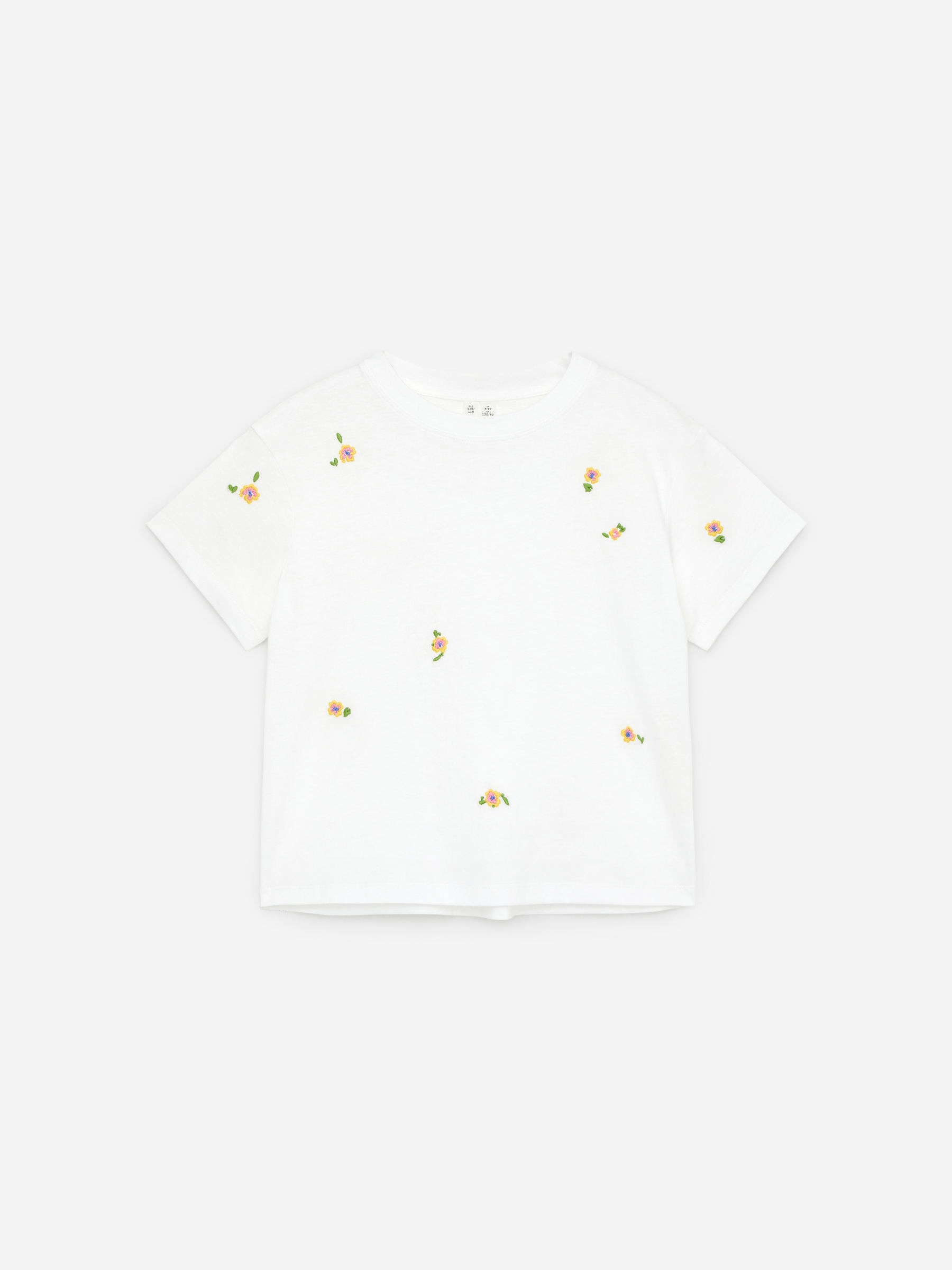Wide-Fit T-Shirt - White/Floral Embroidery - Oversized - Children - StillMedia/DescriptiveStillLife - 2