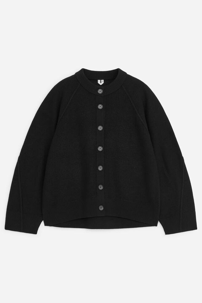 Vest van gekookte wol - Zwart/Donker bordeauxrood - 1