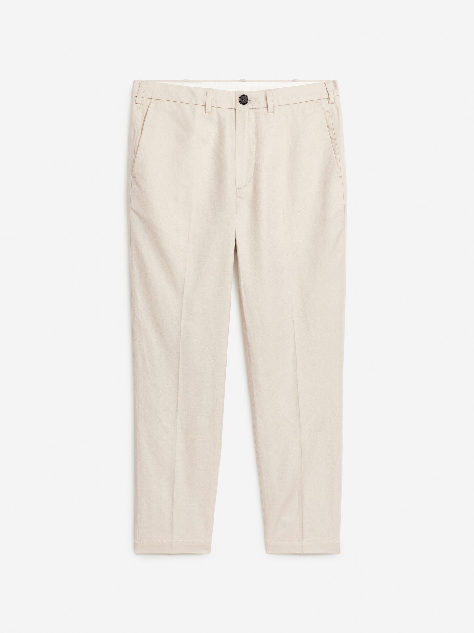 Pantaloni cropped regolari in lino e cotone - Bianco sporco/Nero/Blu scuro
