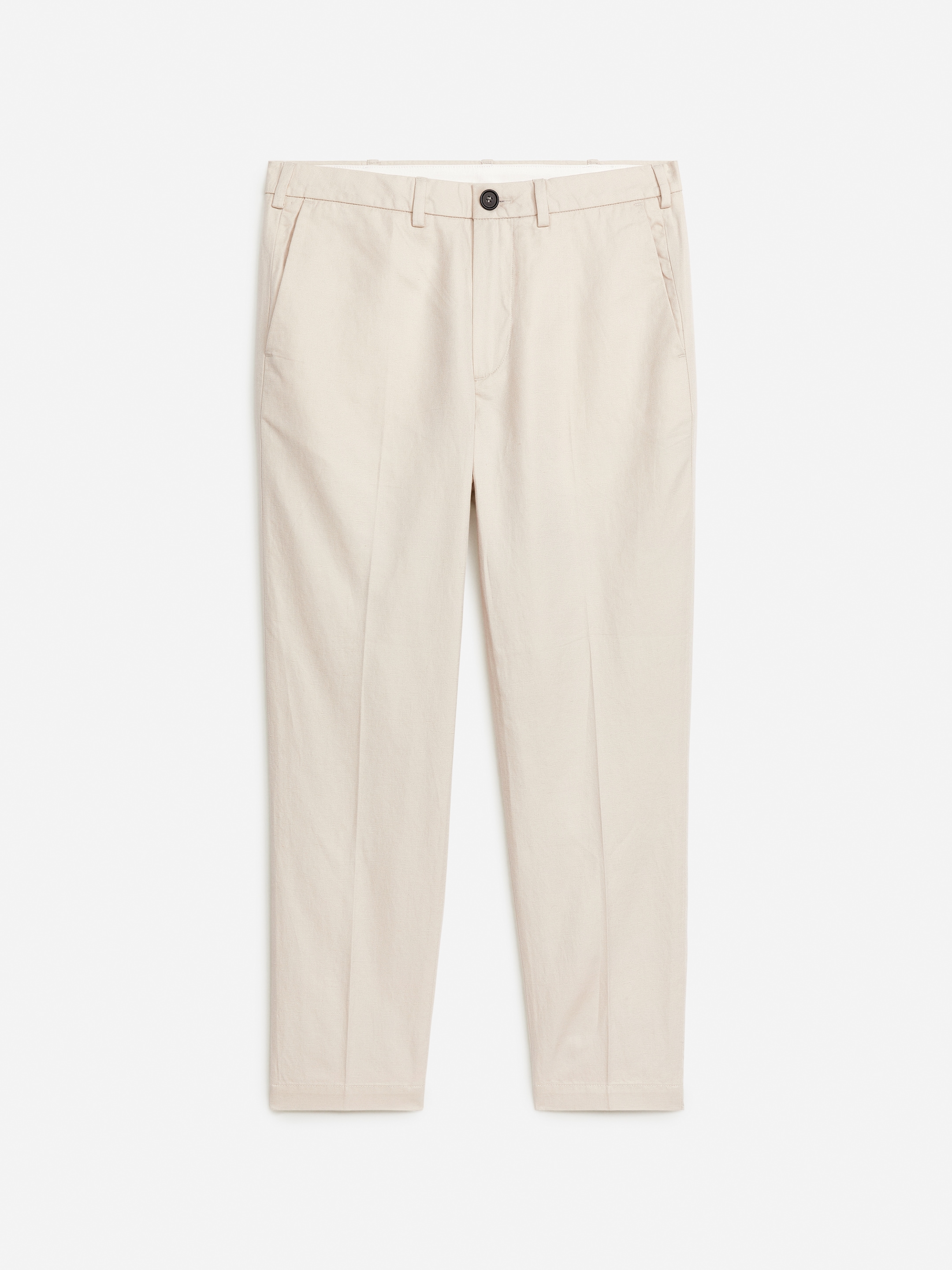 View larger image: Regular Cropped Cotton-Linen Trousers - Off-White - Men | H&M GB 5