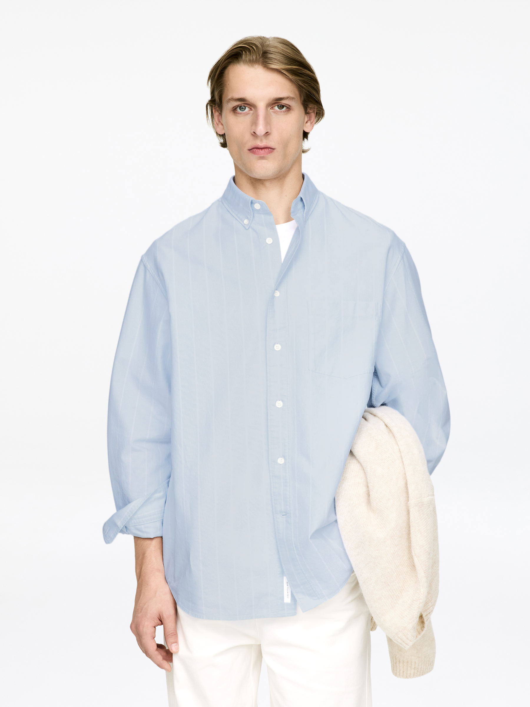 Oversized Oxford Shirt-#D0D7E6-17483