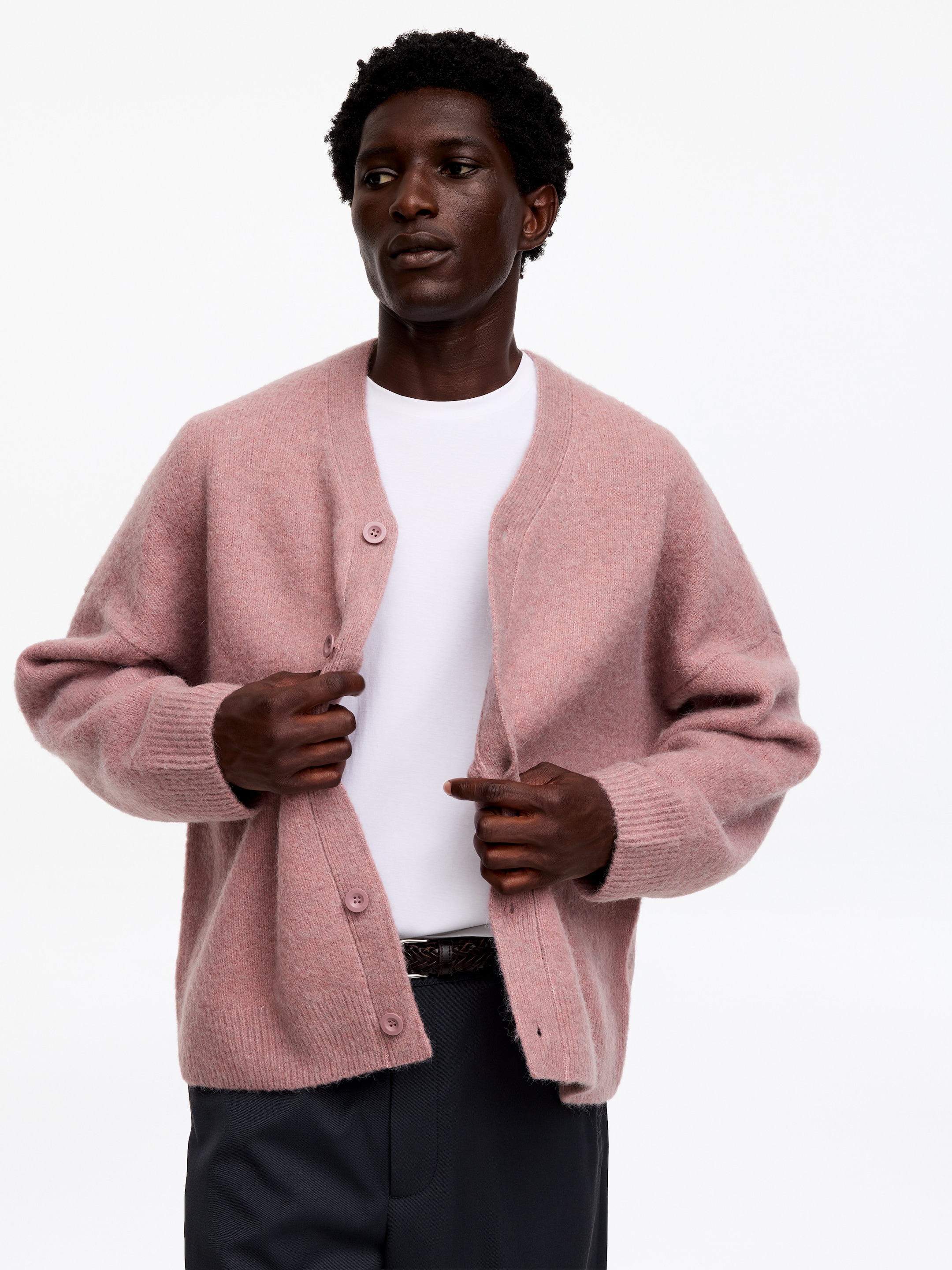 Cárdigan en mezcla de lana - Rosa empolvado - Corte estándar - men - StillMedia/Lookbook - 2