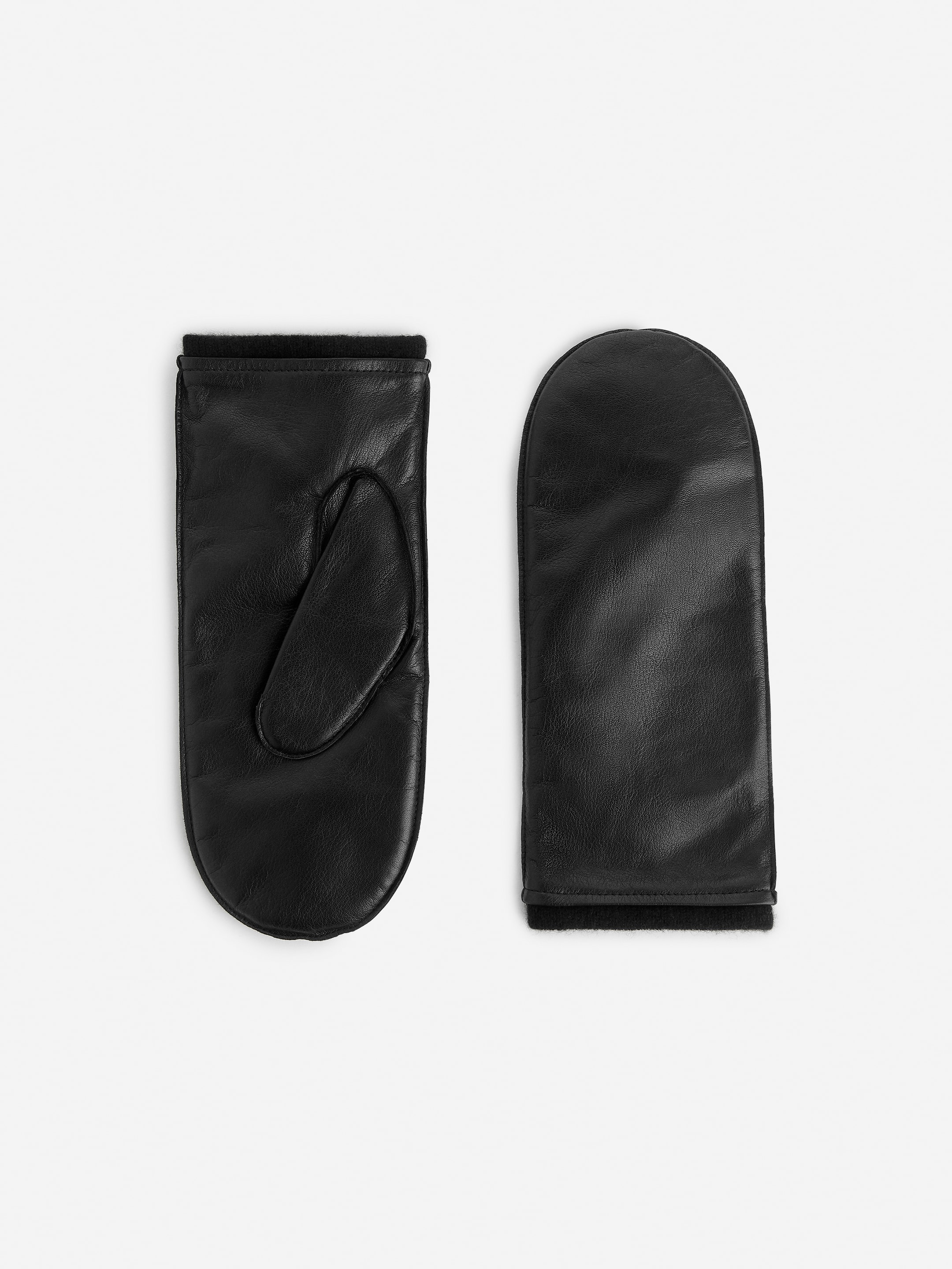 Lined Leather Mittens - Black - women - StillMedia/DescriptiveStillLife - 1