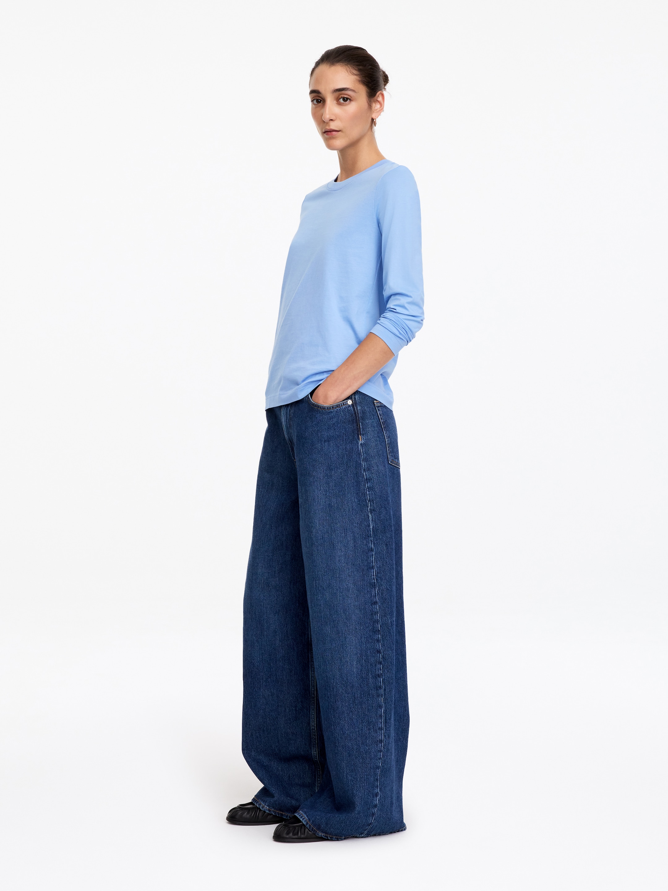 T-shirt Signature a maniche lunghe - Azzurro - Regular fit - women - StillMedia/Lookbook - 2