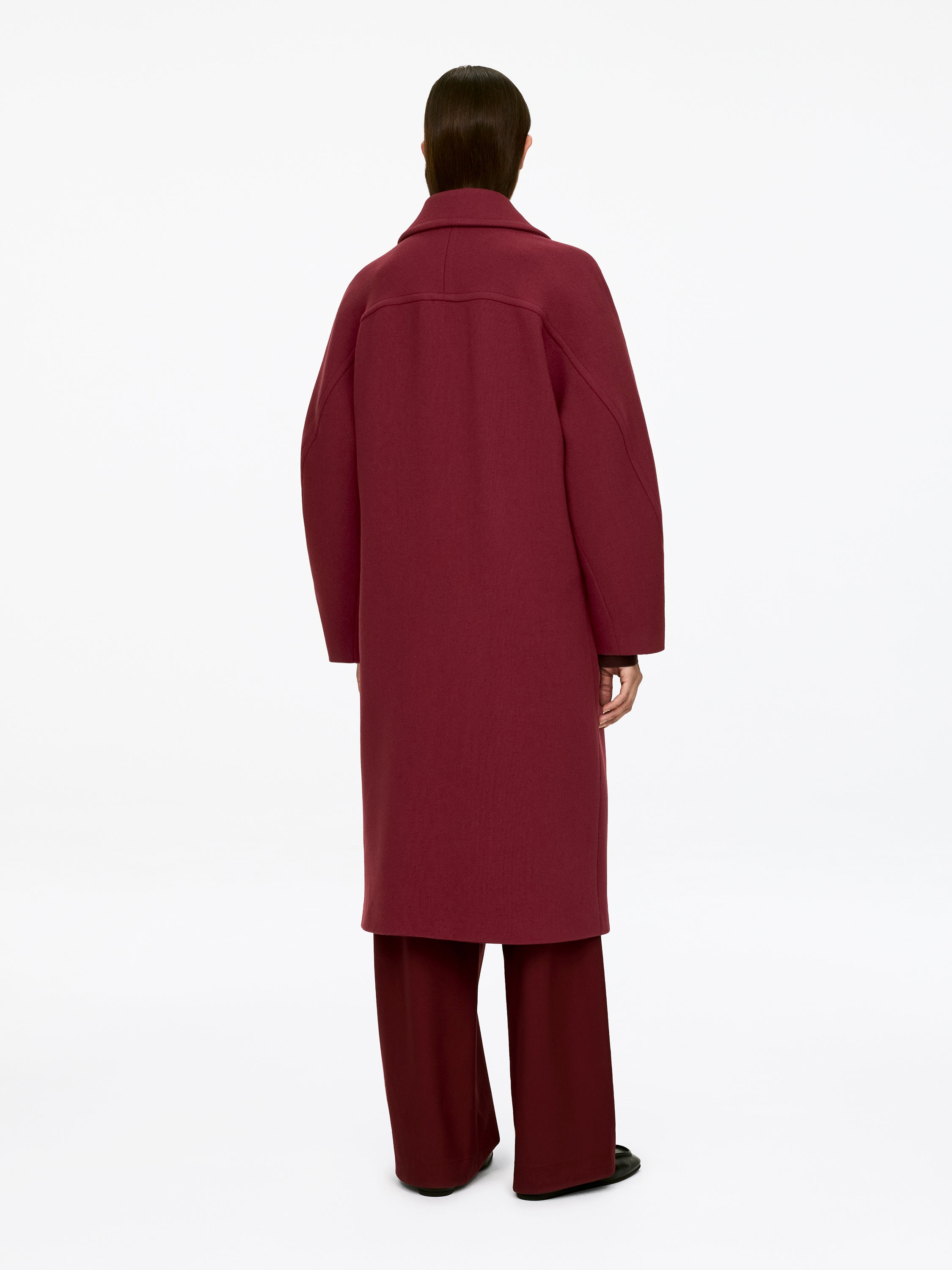 Oversized Wool-Blend Coat - Burgundy - Oversized - Women - StillMedia/Lookbook - 5