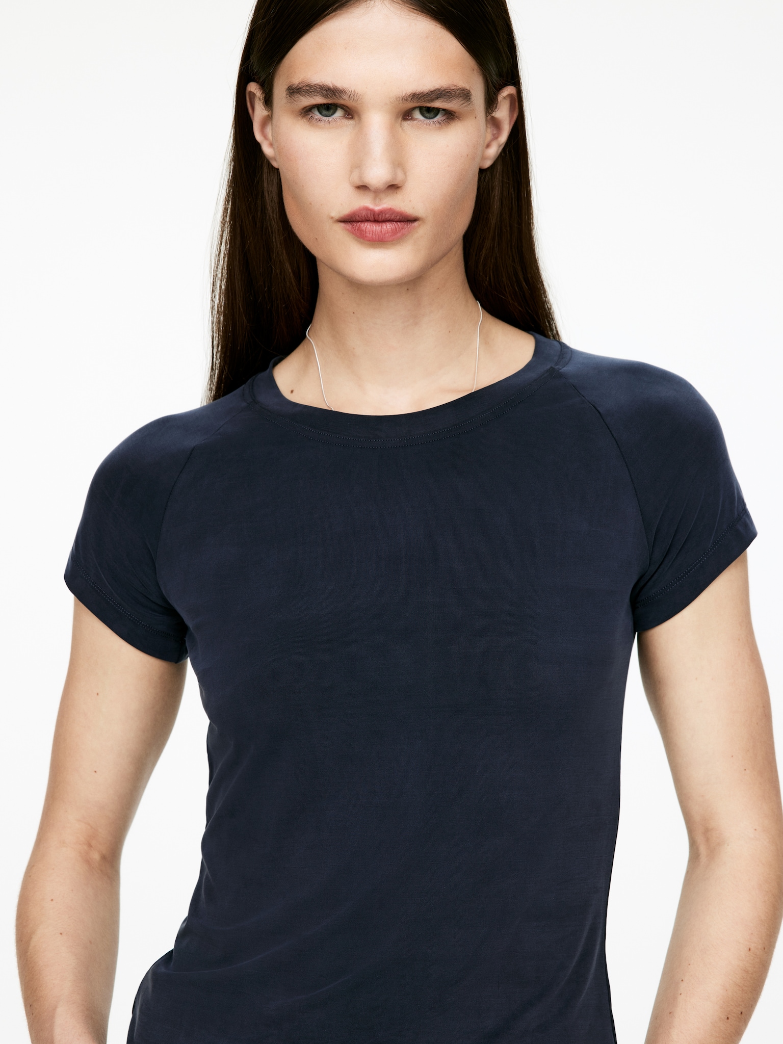 T-shirt en cupro - Bleu foncé/Marron - 4