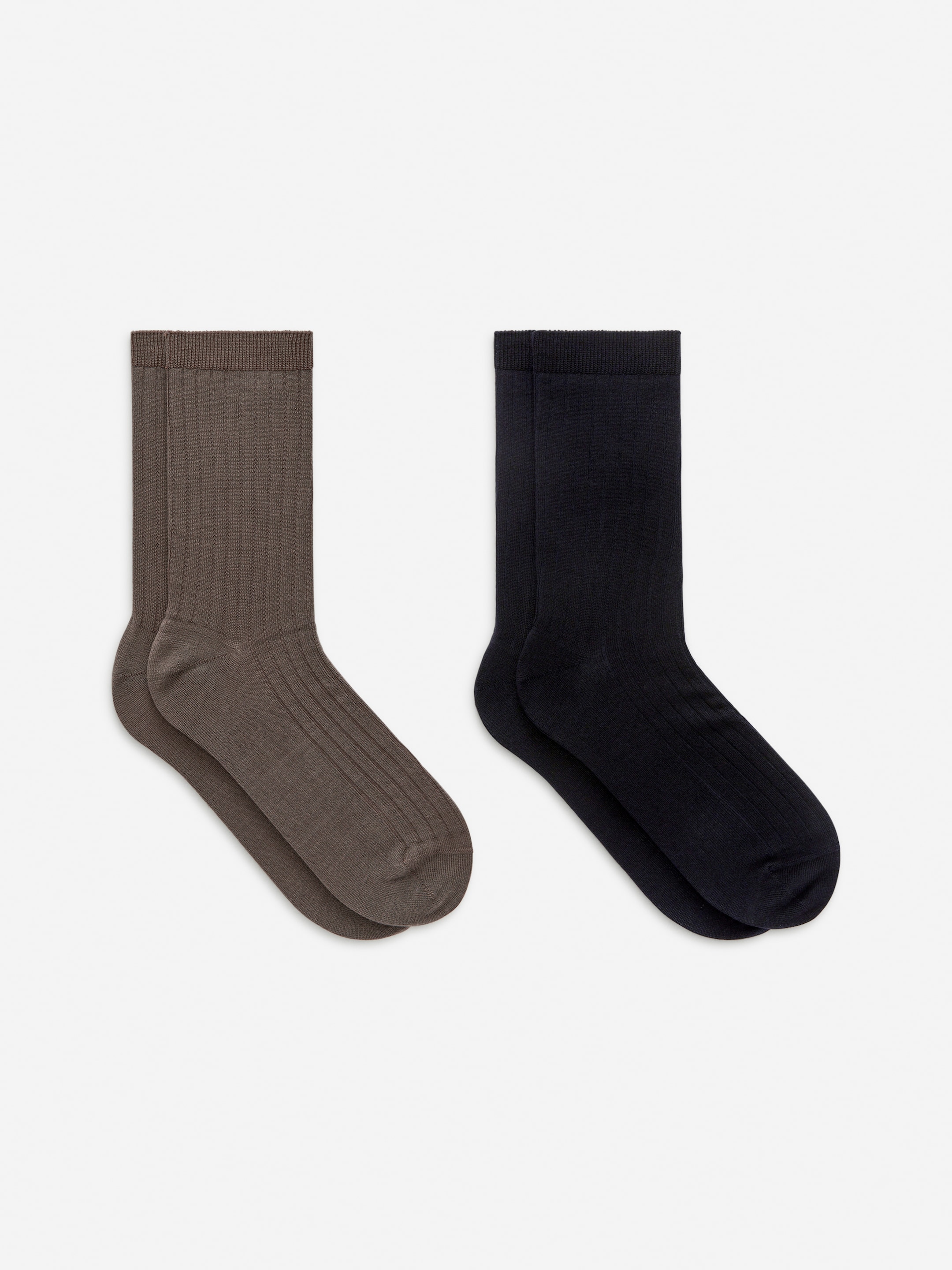 Strumpor i sidenblandning, 2-pack - Mörkblå/mullvadsgrå - Women - StillMedia/DescriptiveStillLife - 2