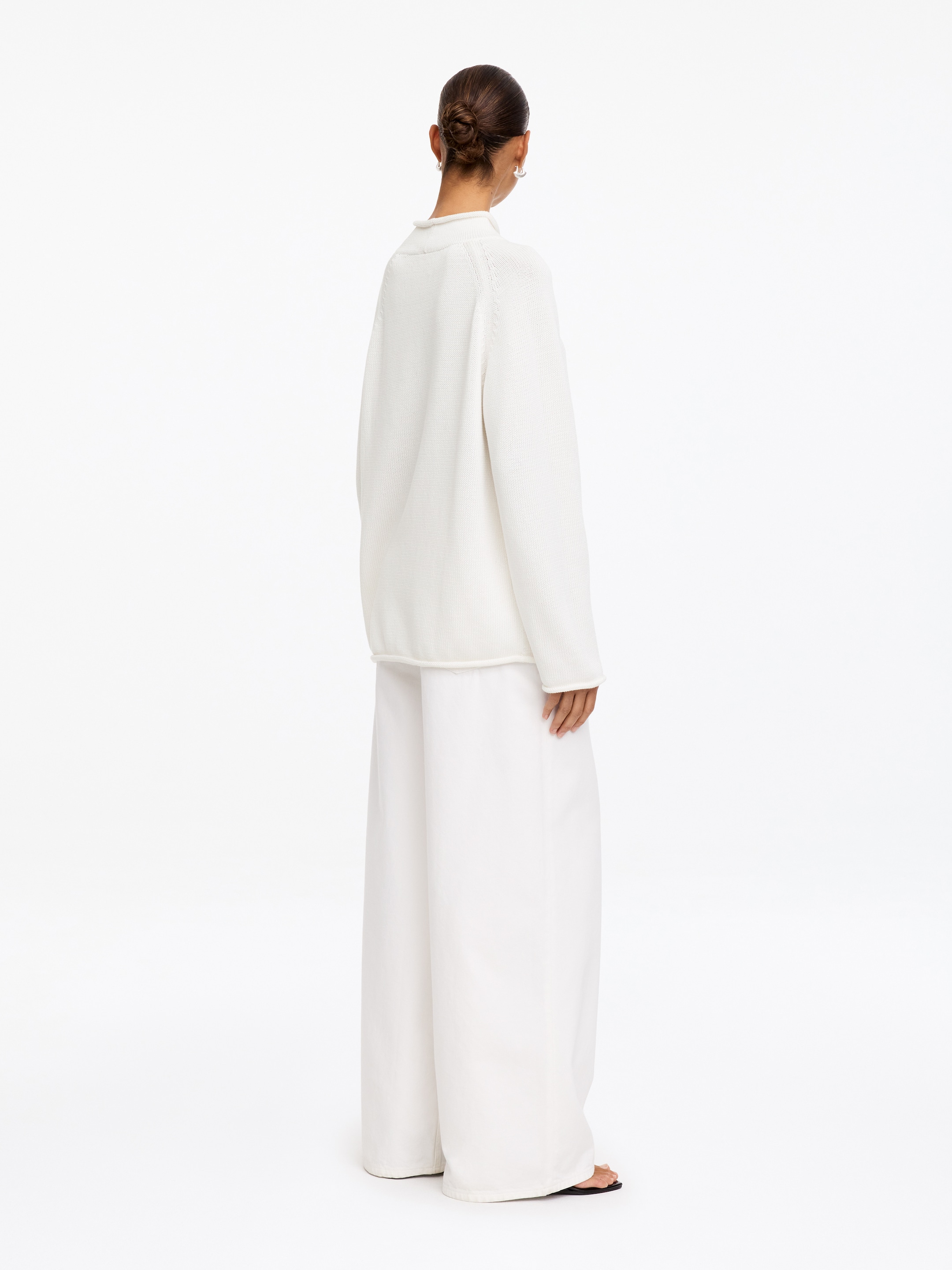 Rolled-Edge Cotton Jumper - White - Loose fit - Women - StillMedia/Lookbook - 4