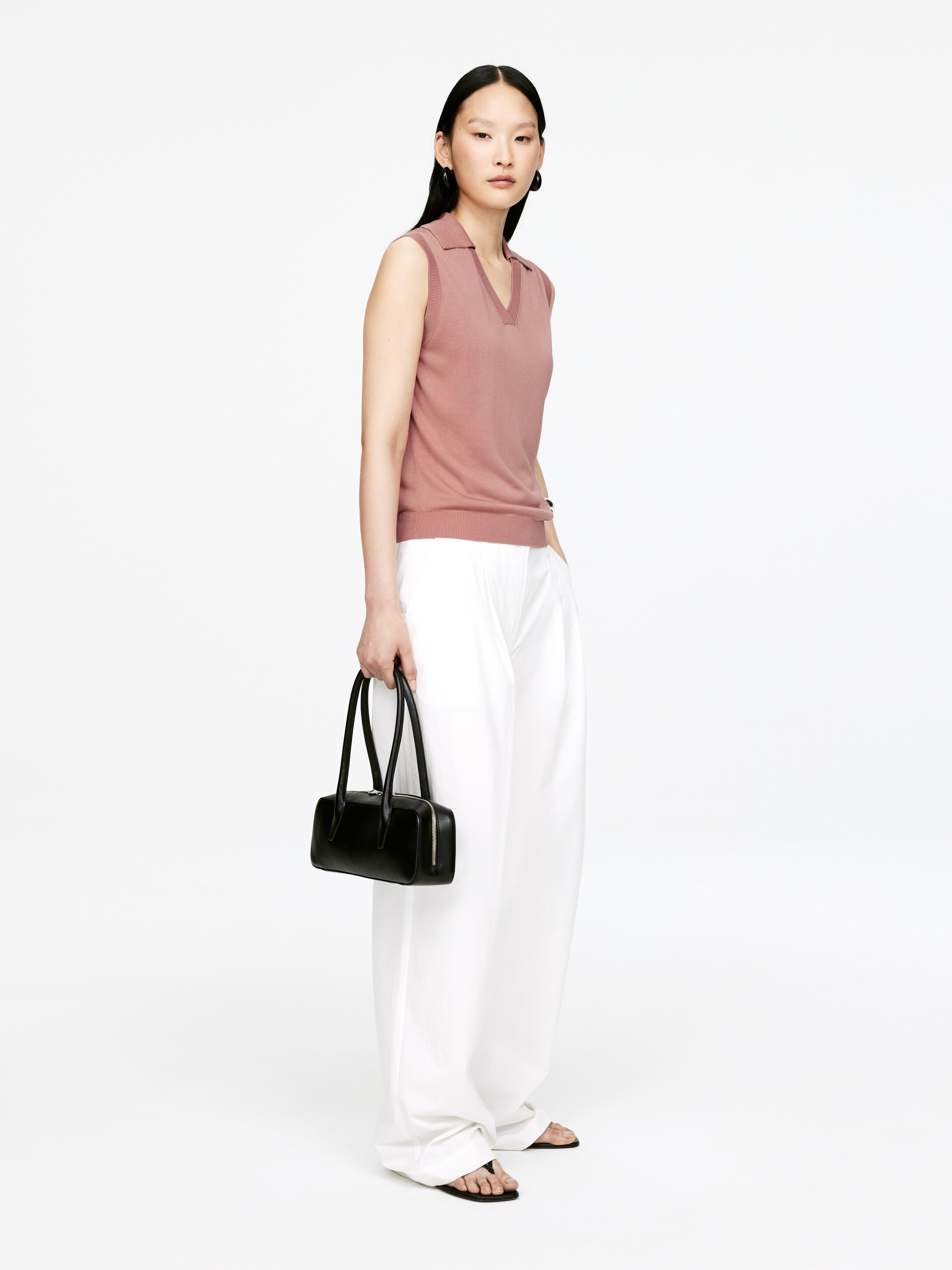 Преглед на по-голямо изображение: Knitted V-Neck Vest - Пепеляво розово - ЖЕНИ | H&M BG 3
