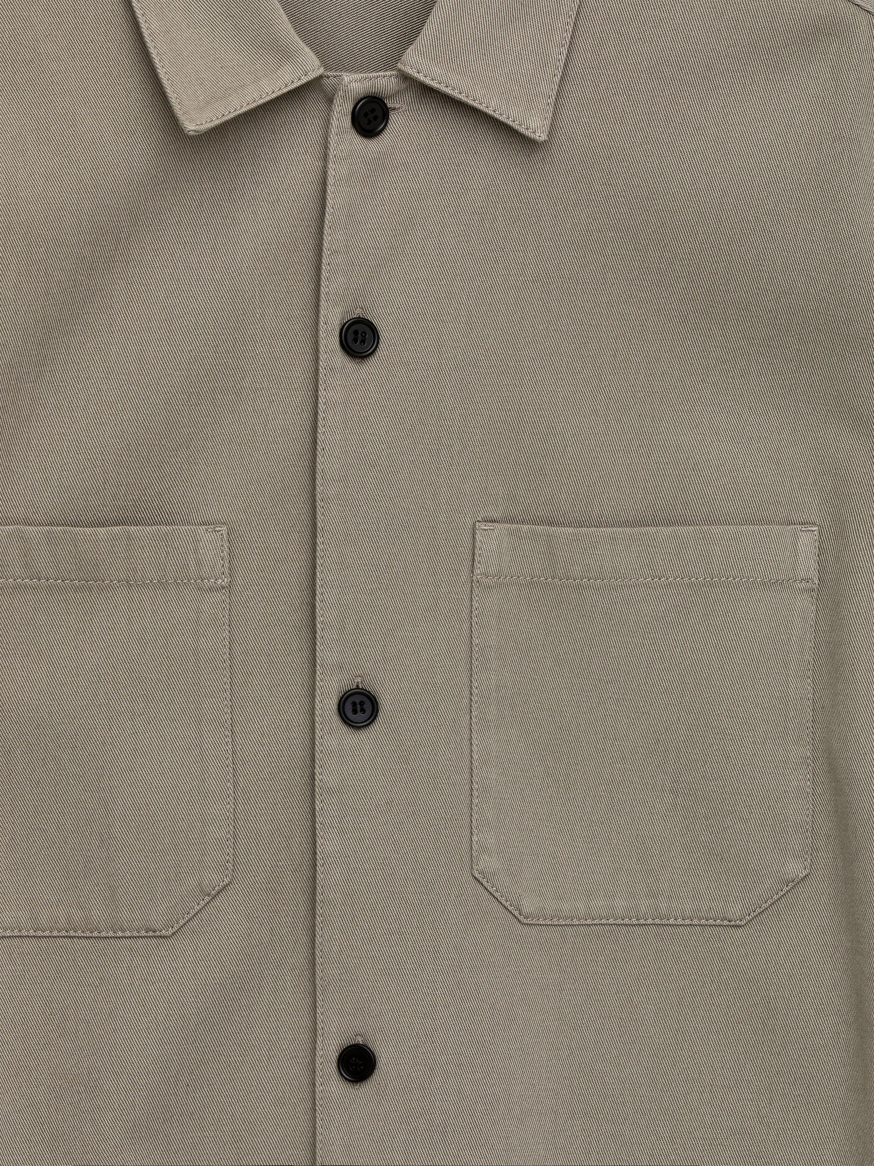 Koszula wierzchnia z bawełnianego diagonalu - Kamienny - Fason normalny - Men - StillMedia/DescriptiveDetail - 1