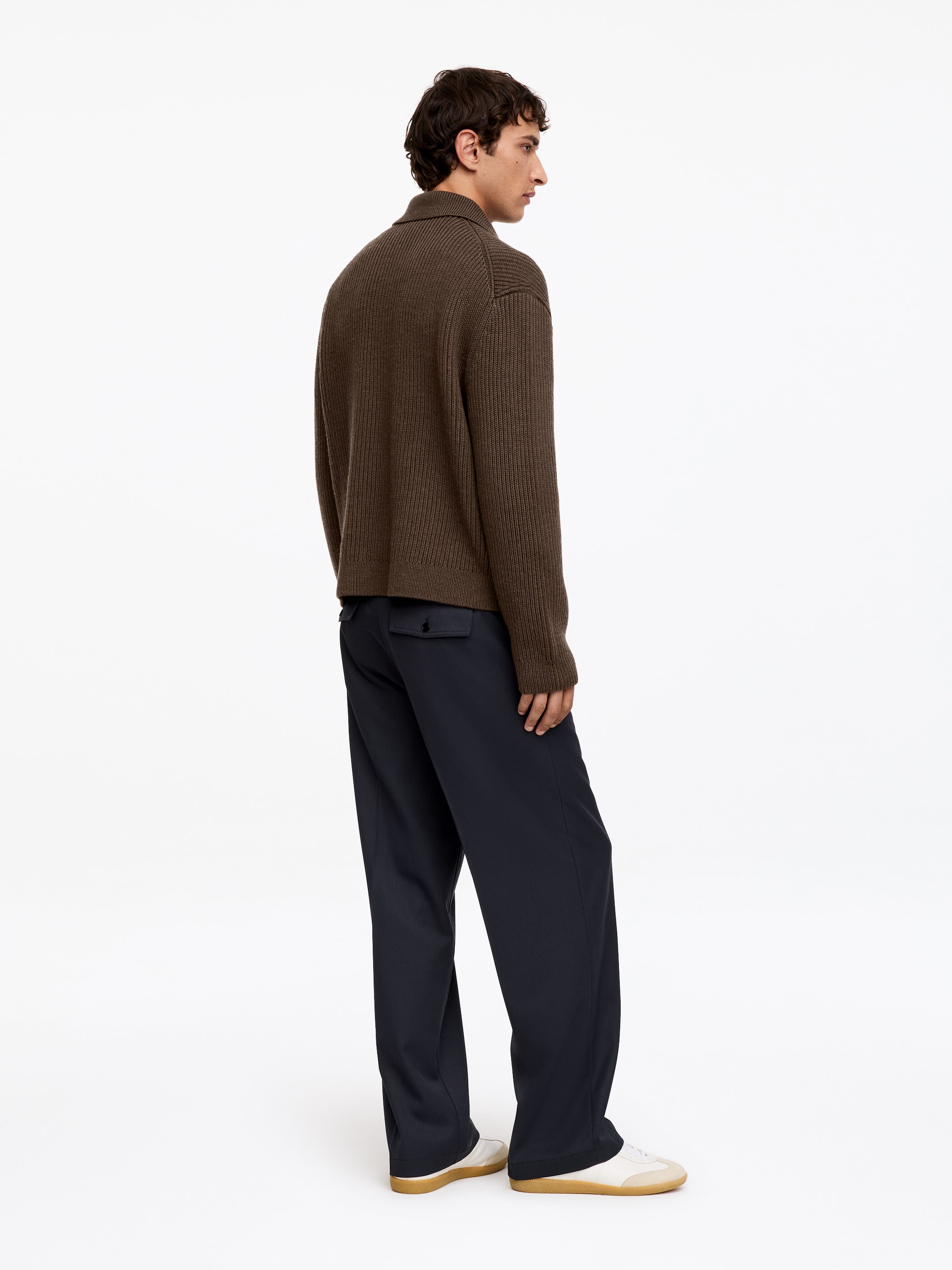 Cárdigan de lana y algodón con cremallera - Topo - Corte holgado - men - StillMedia/Lookbook - 3