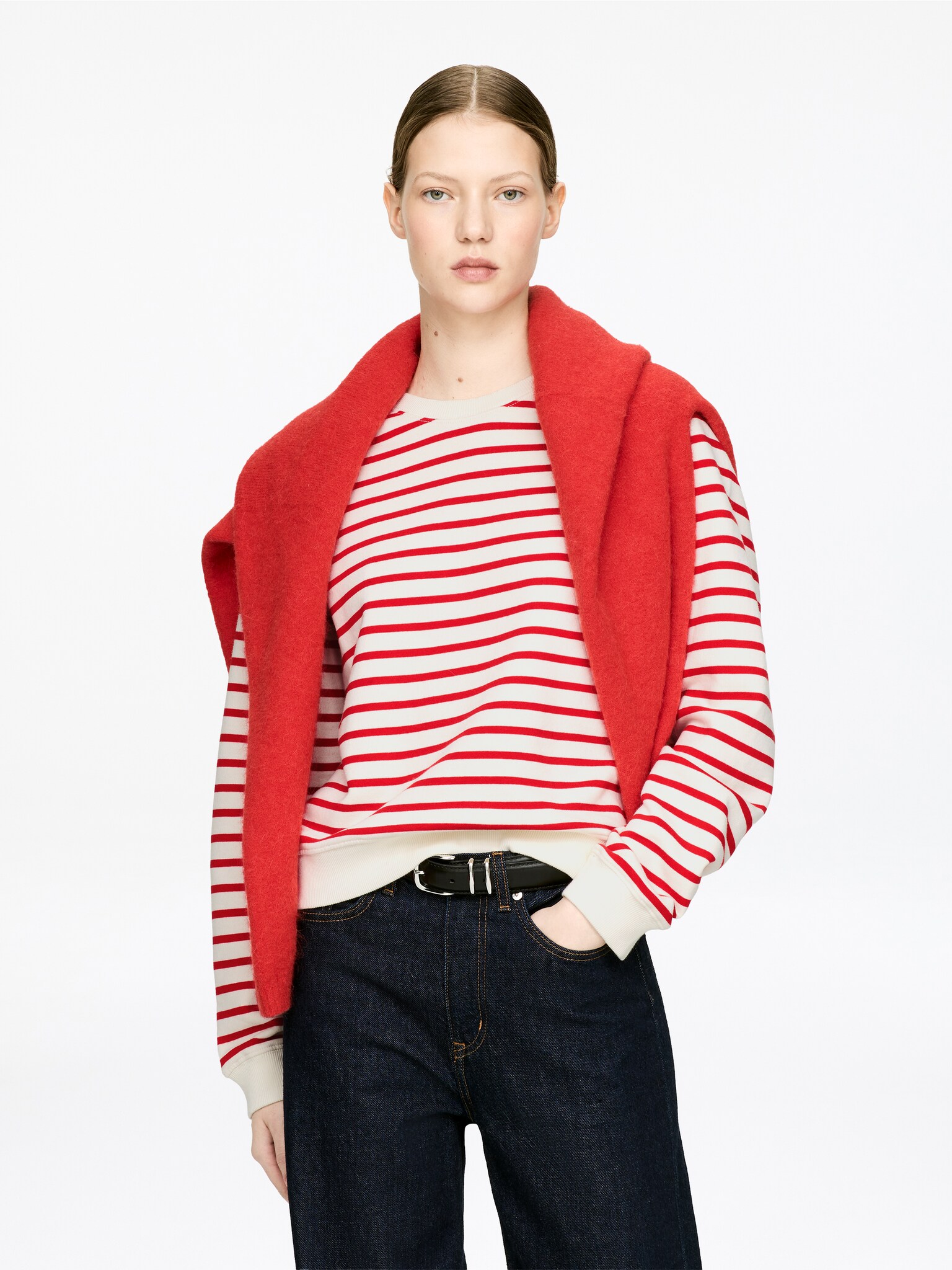 Terry Sweatshirt - White/Red