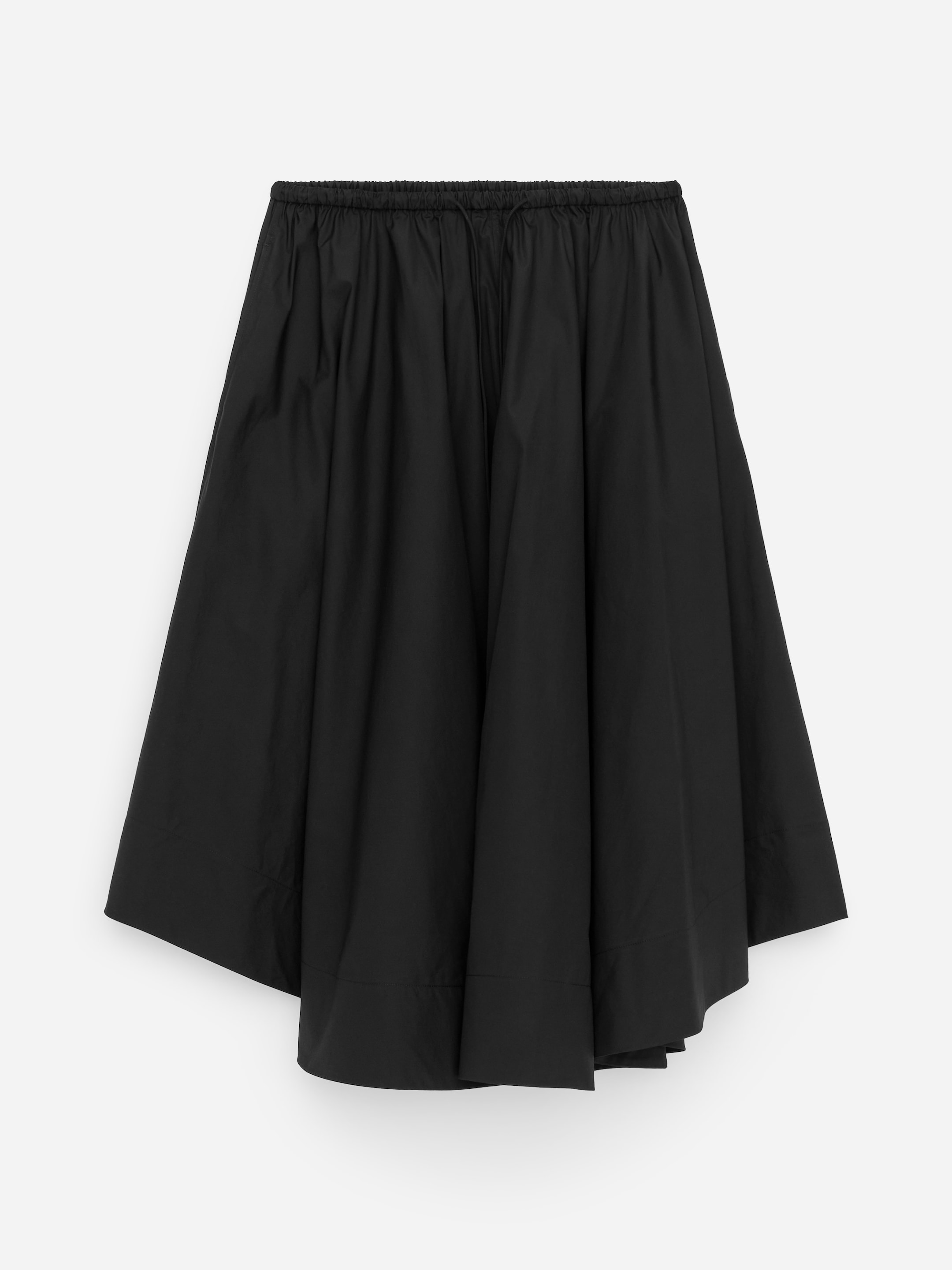 Wide Cotton Skirt-Black-18046