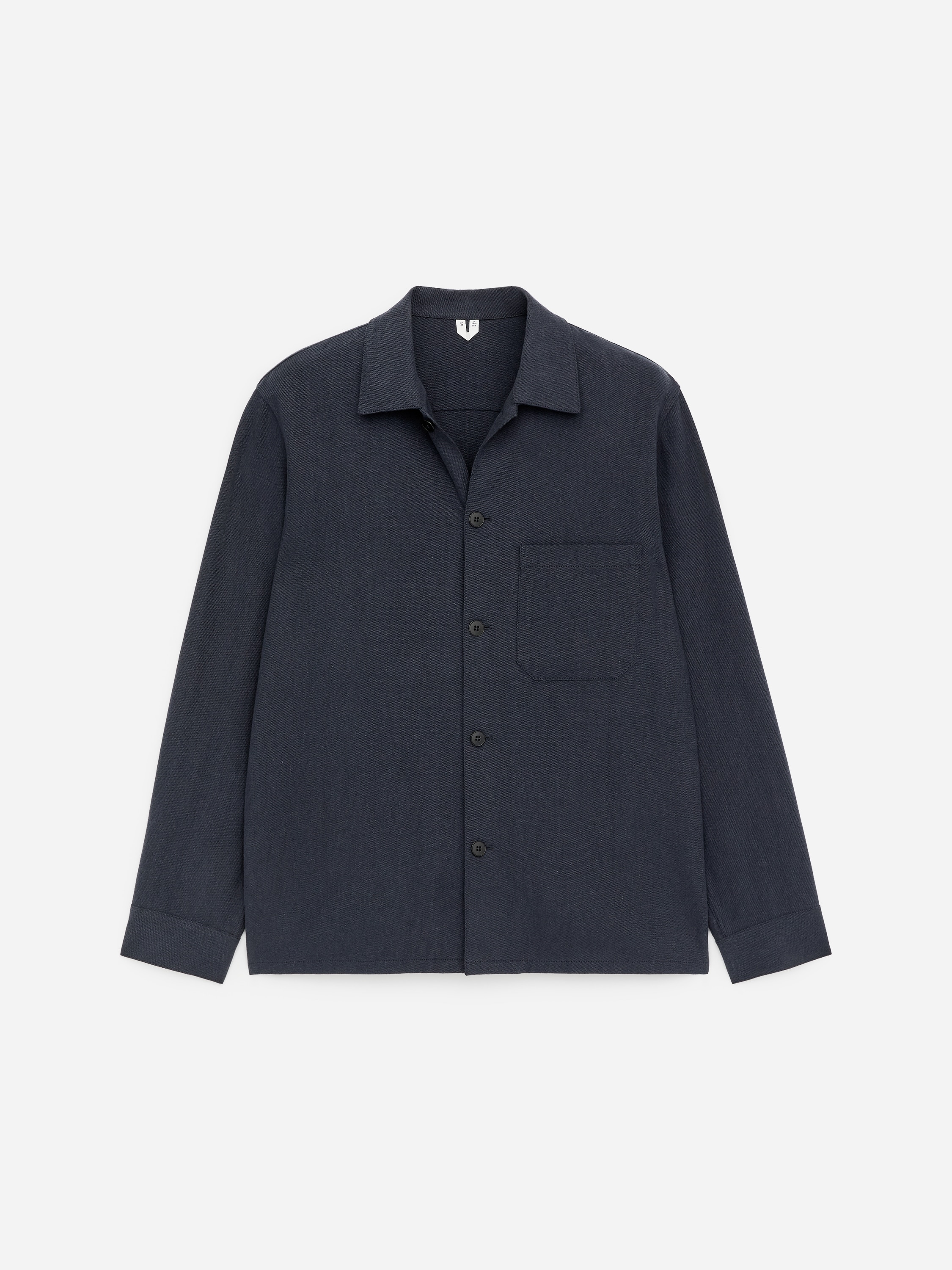 Tencel Blend Canvas Overshirt - Dark Blue/Beige