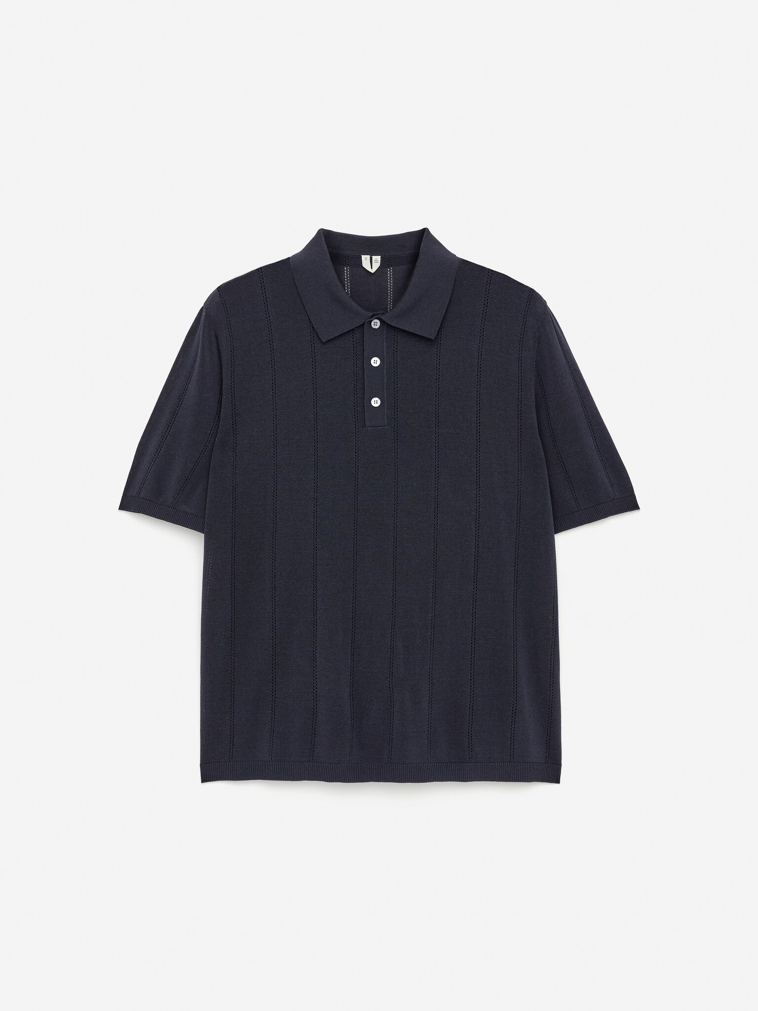 Polo con lavorazione pointelle - Blu scuro/Beige