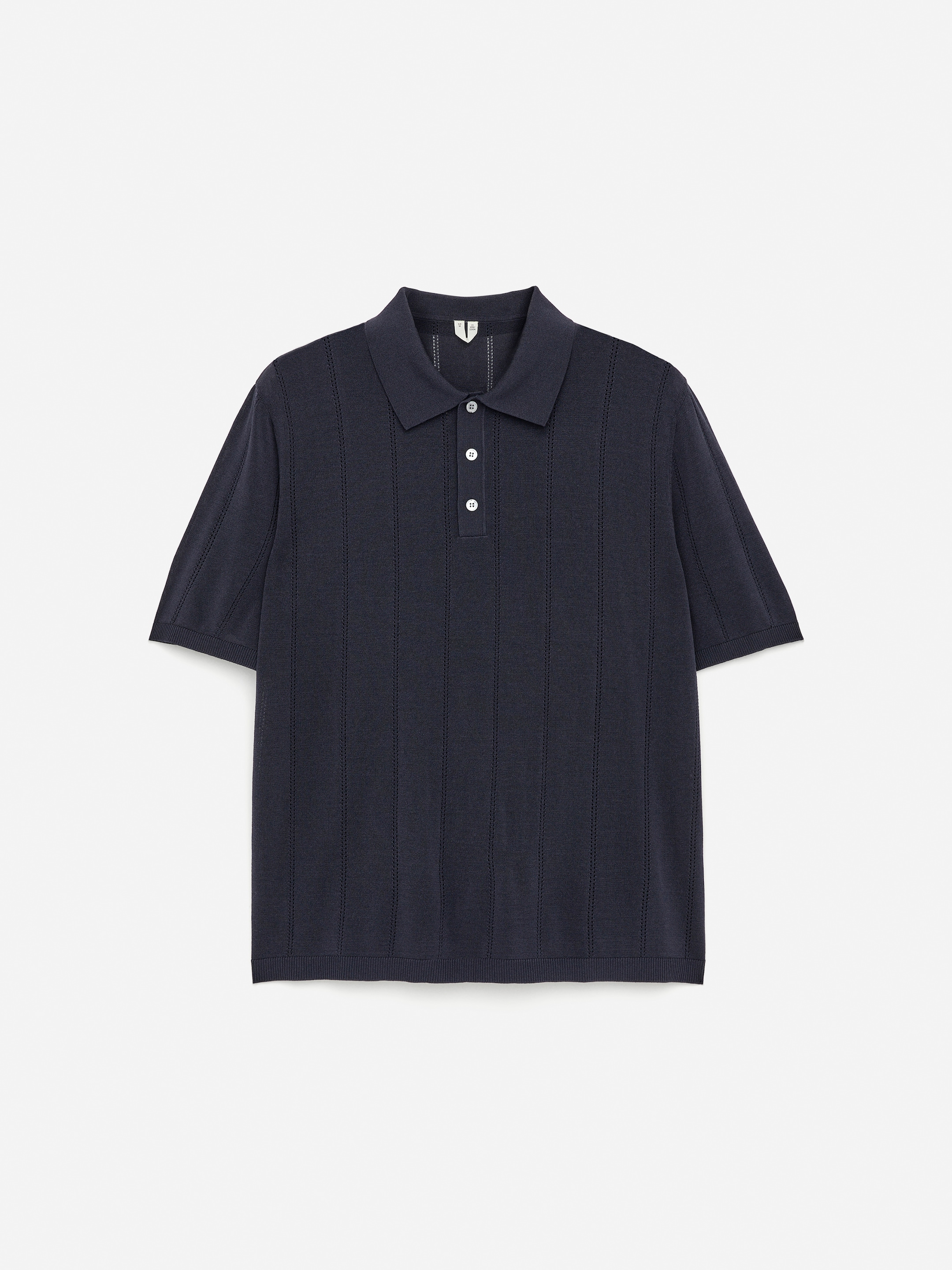 Pointelle Polo Shirt-#3A455A-15225