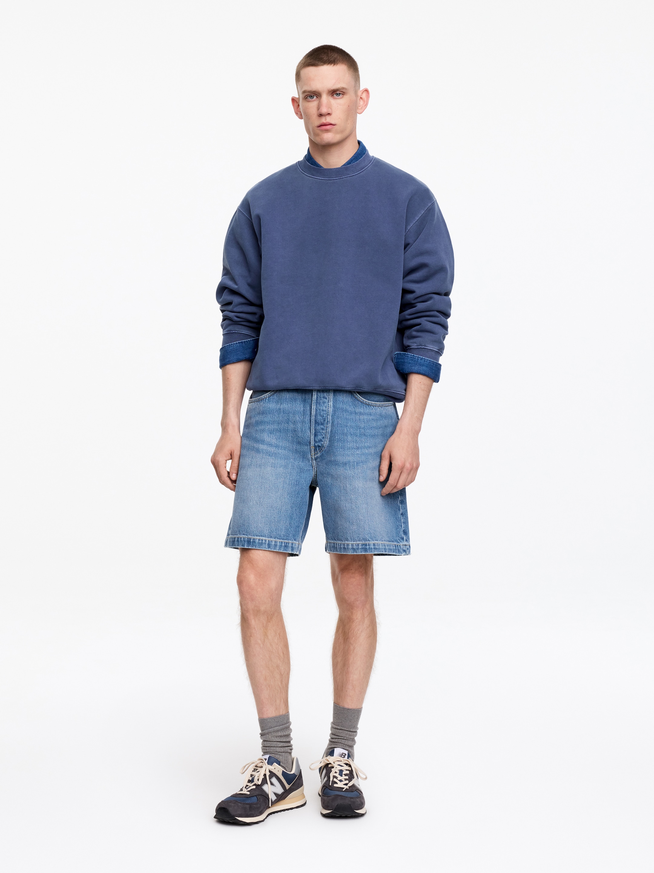 Relaxed Denim Shorts-#6f8faf-19197