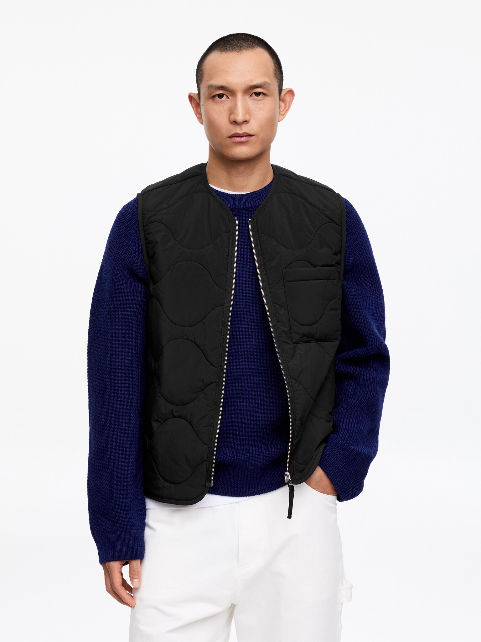 Veste matelassée sans manches 2-en-1 - Noir/Bleu foncé - 3