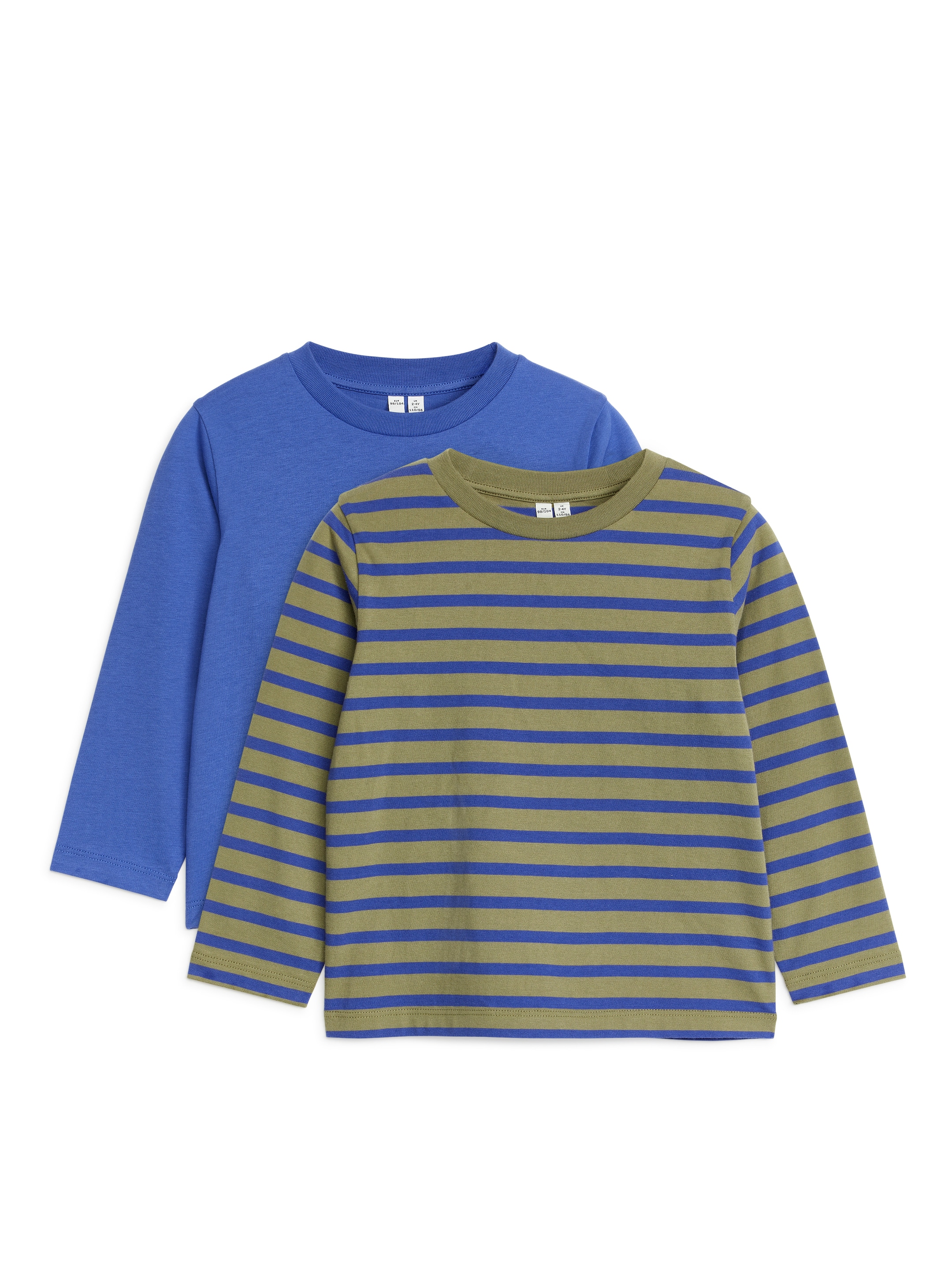 View larger image: Long-Sleeved T-Shirt Set of 2 - Bright Blue/Khaki Green - Kids | H&M GB 1