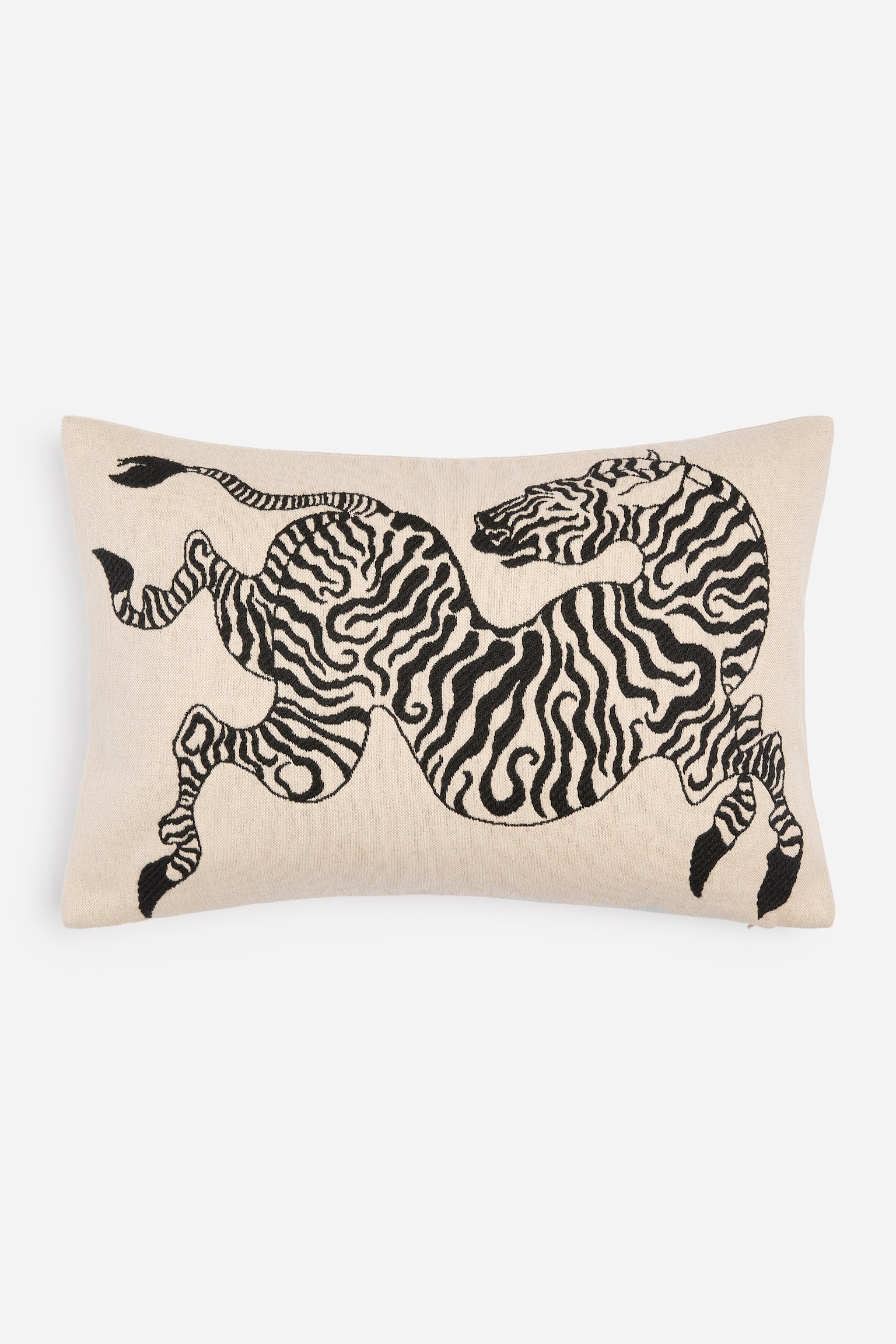 Copricuscino in misto lana 40 cm x 60 cm - Beige/Nero
