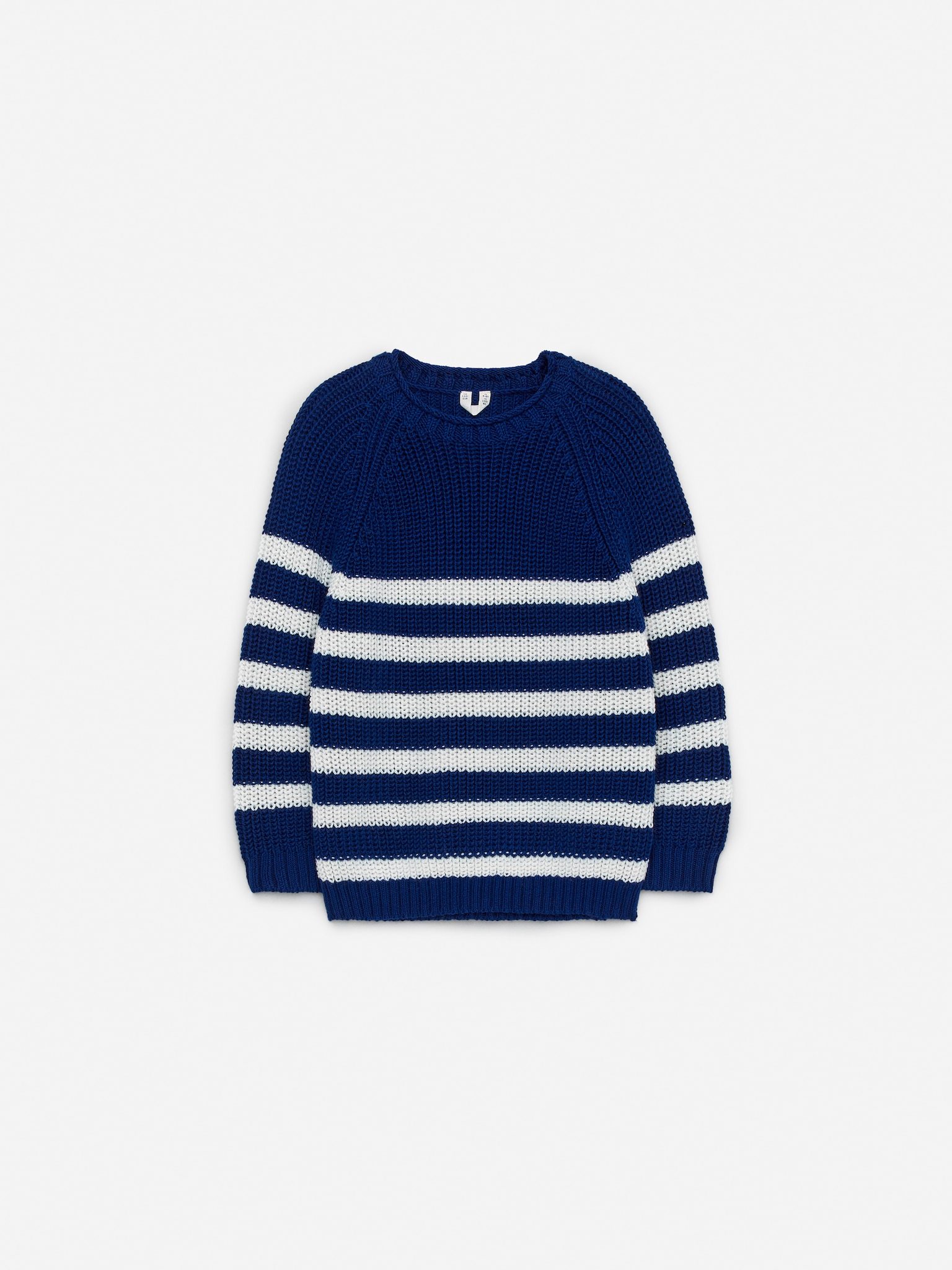 Grobstrickpullover - Blau/Weiß