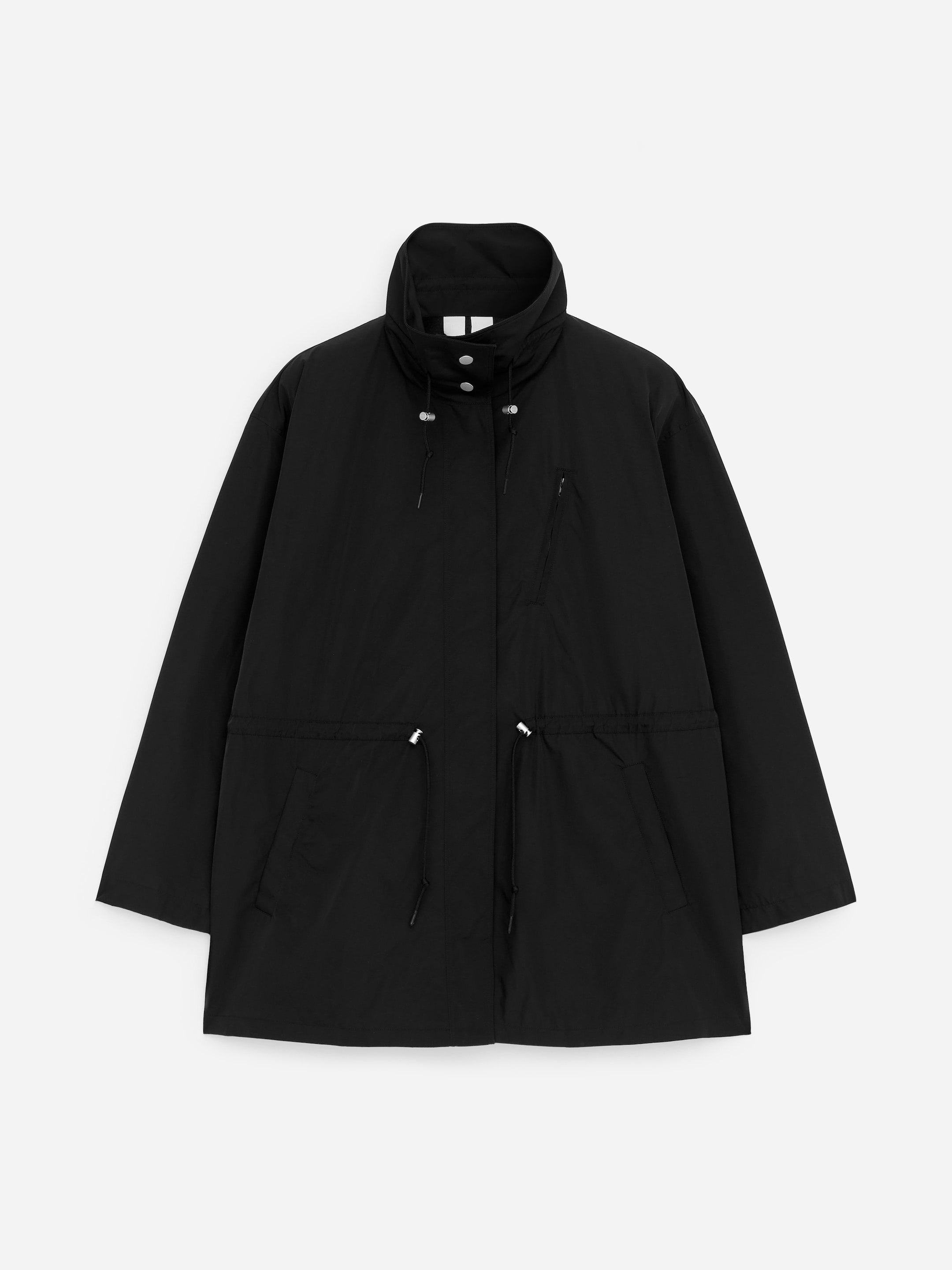 High-Collar Nylon Jacket-Black-18382