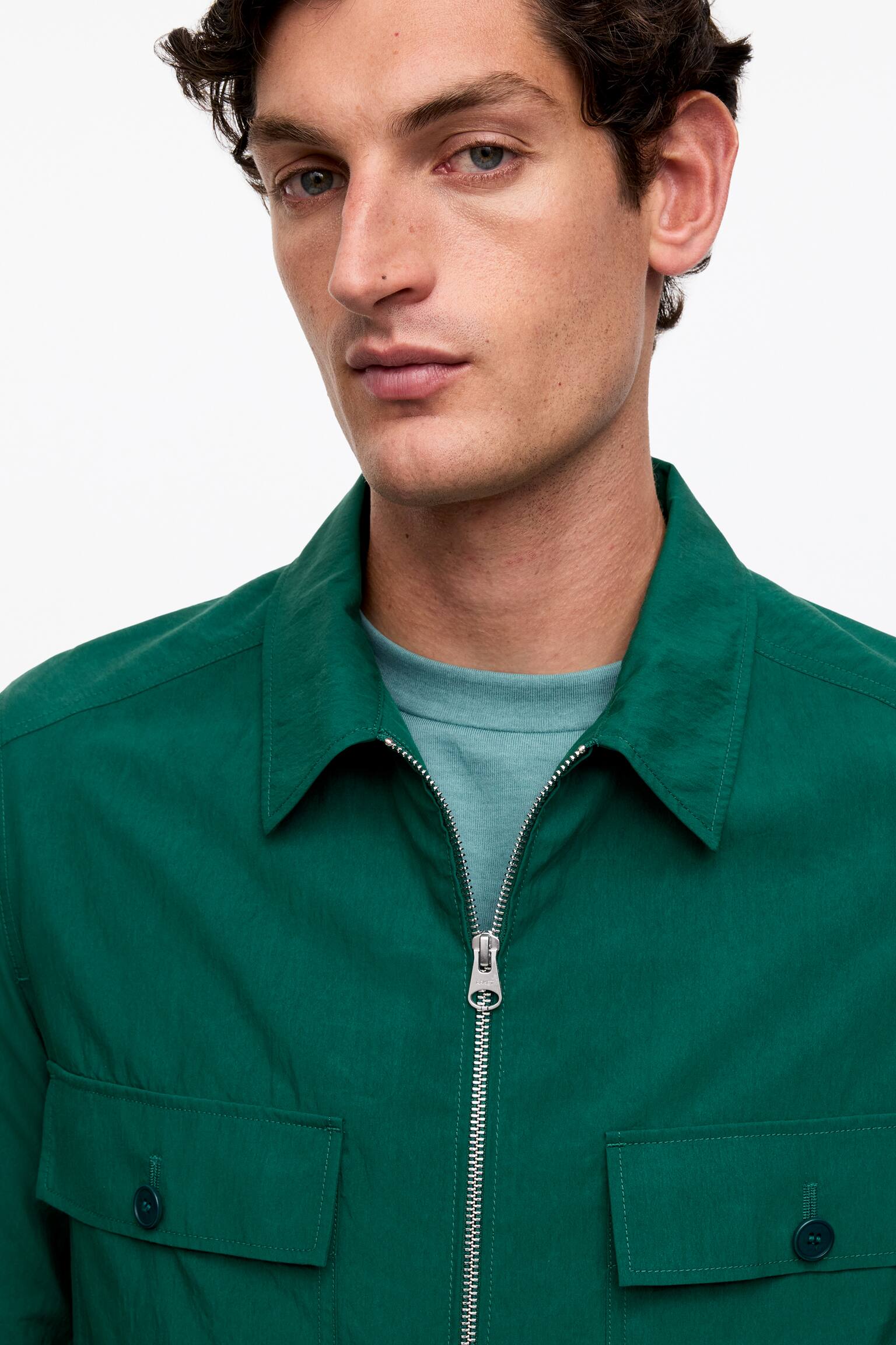 Риза от лиосел смес - Зелено/Черен - 4