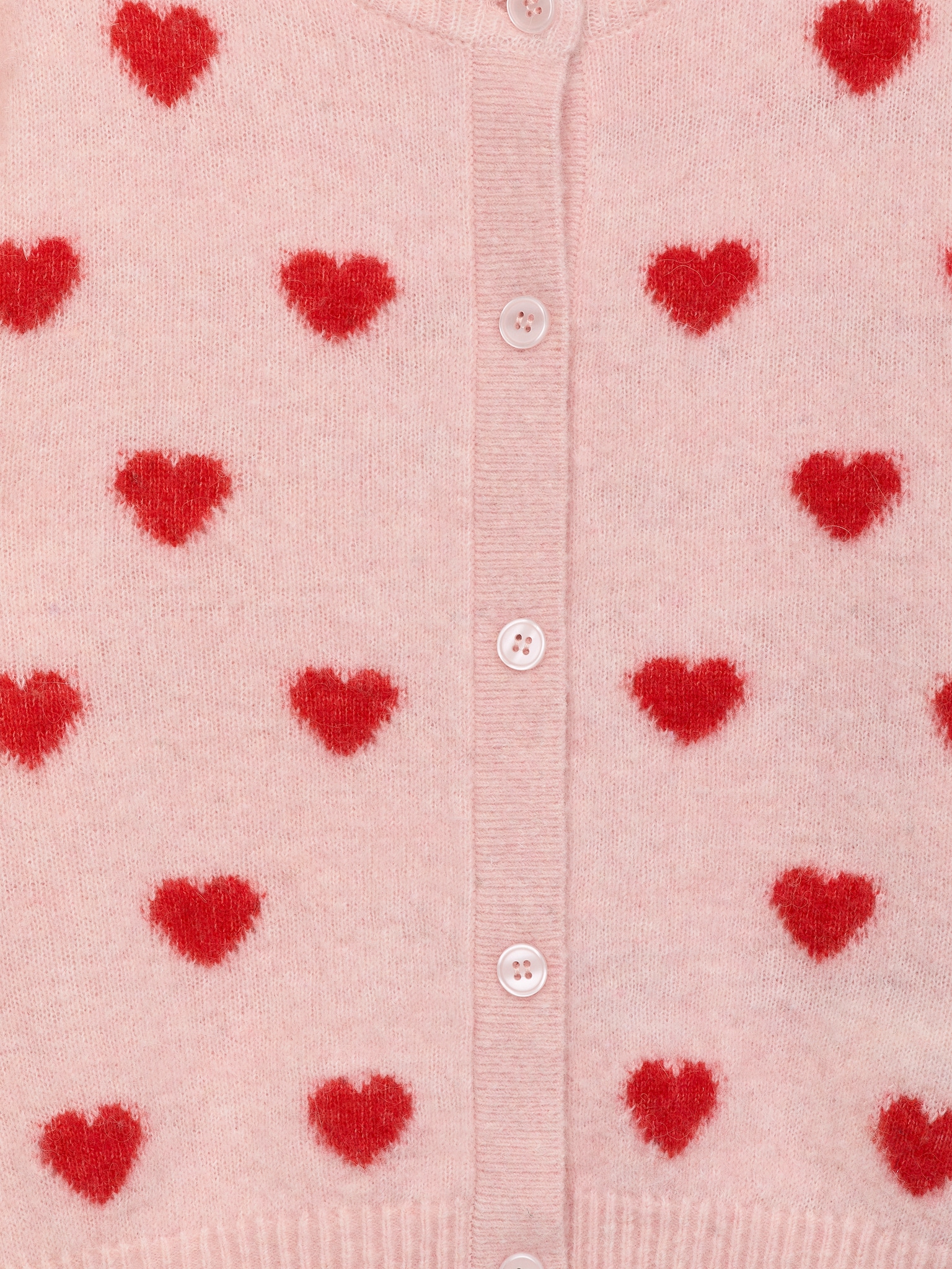 Cardigan en laine et alpaga - Rose/Cœurs rouges/Rose/Rouge - 3