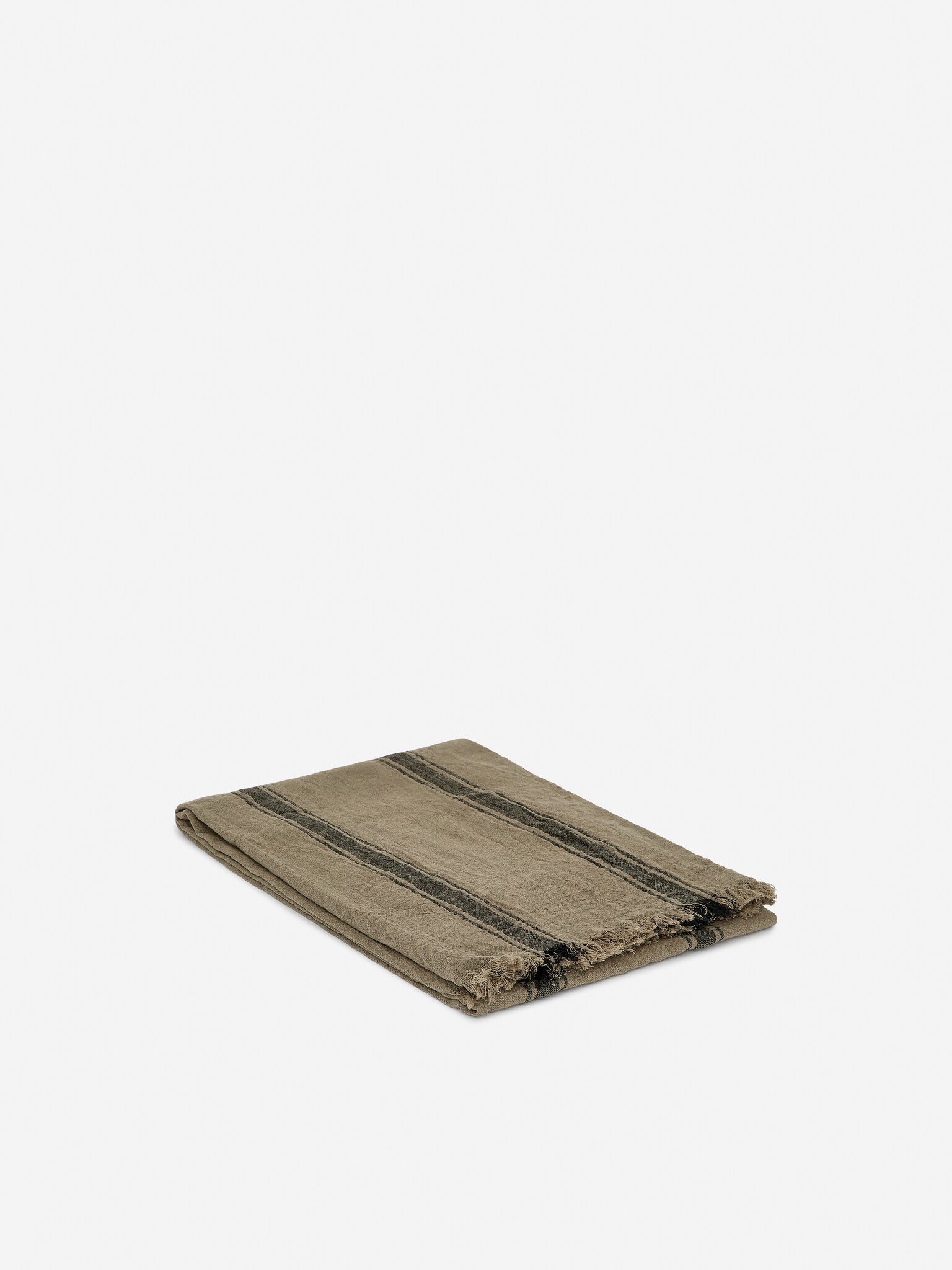 Woven Cotton Towel - Khaki Green/Brown/Off White/Brown - 5