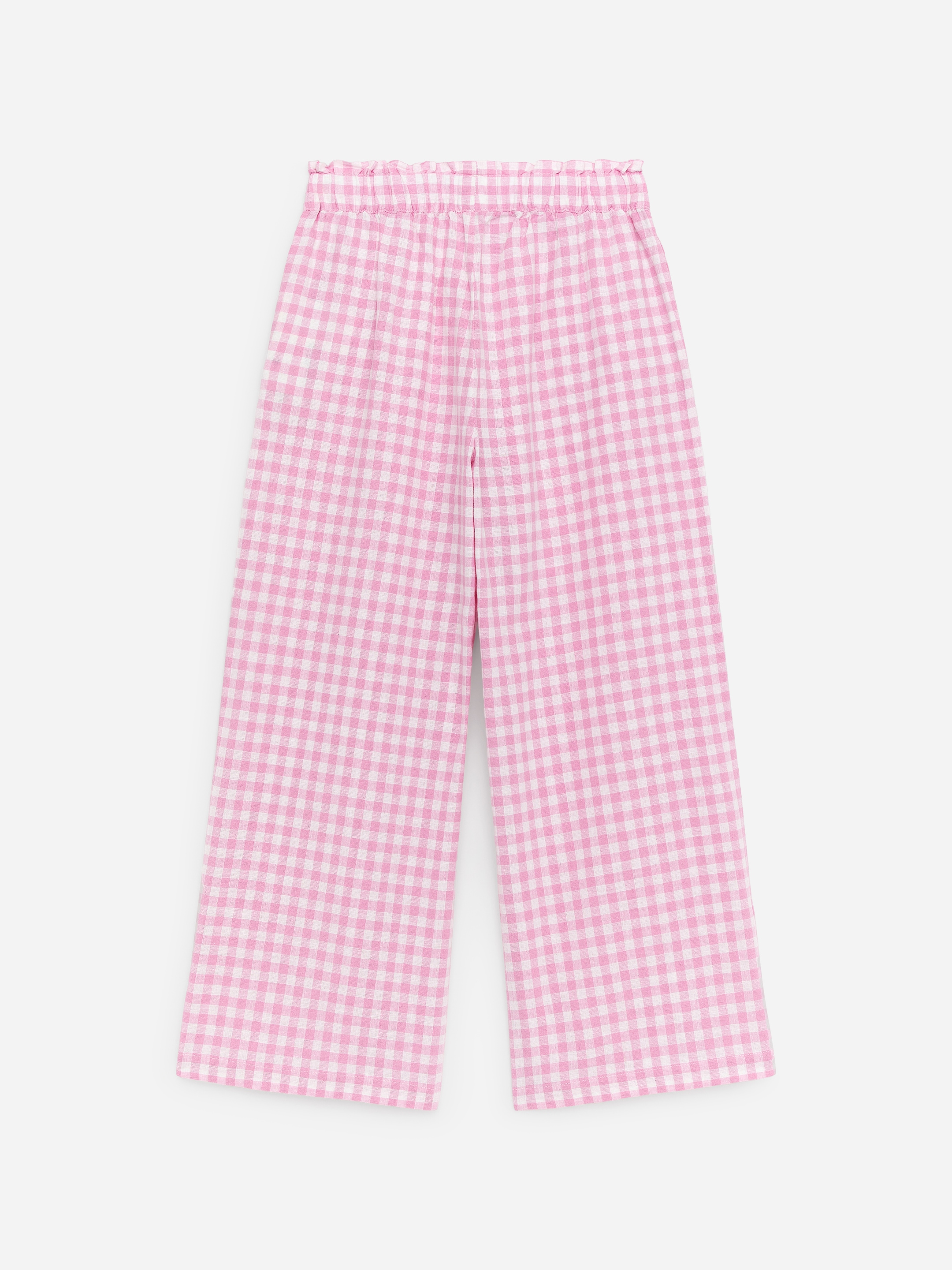 Pantalones holgados de lino y algodón - Rosa/blanco - Corte relajado - Children - StillMedia/DescriptiveStillLife - 1