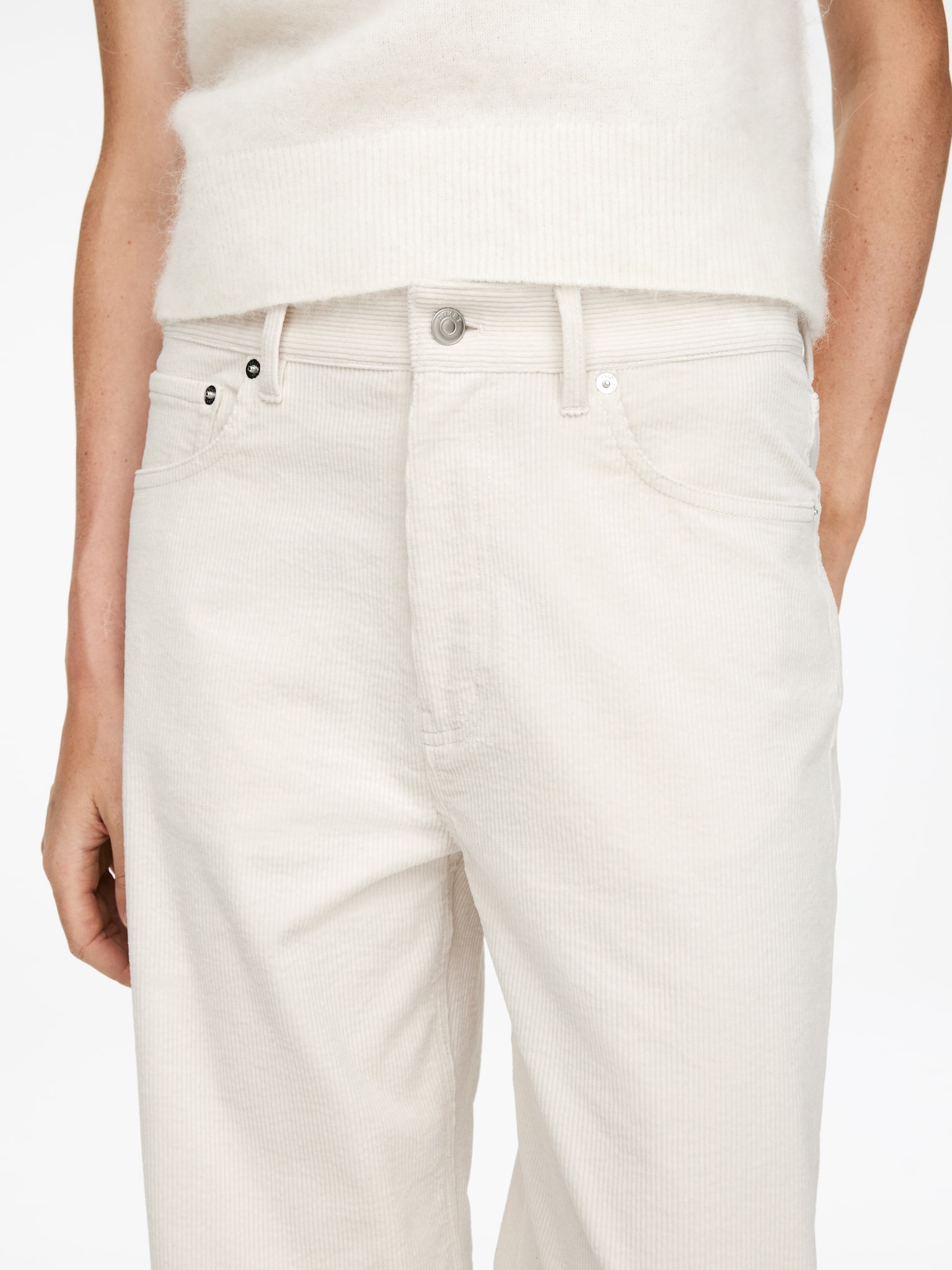 Jean large en velours côtelé CORAL - Blanc cassé - 6