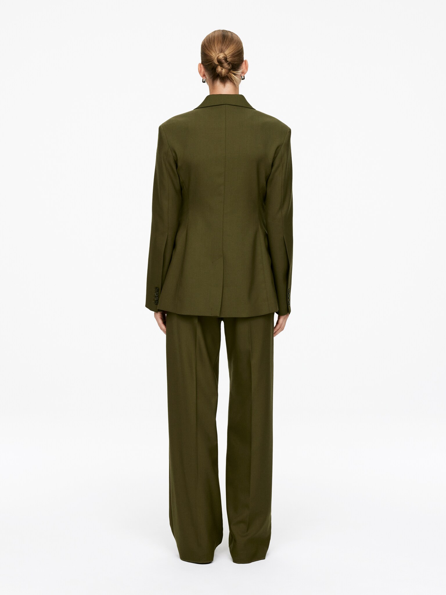 Blazer in hopsack di lana - Verde kaki/Rosso scuro - 3