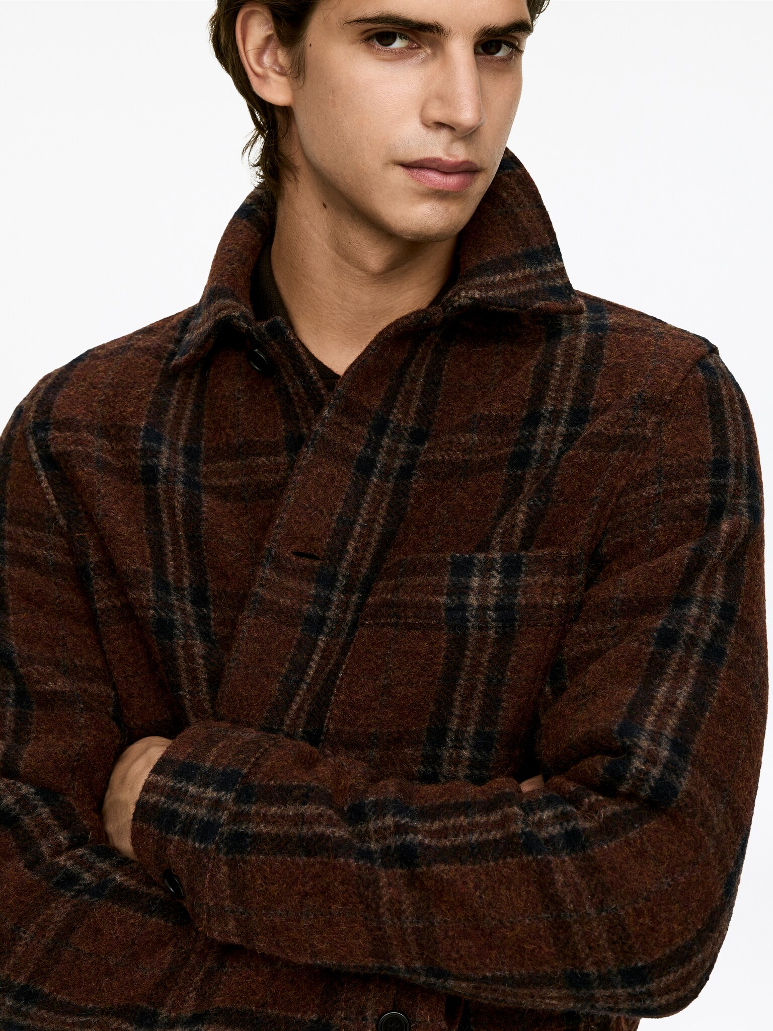 Wool-Blend Overshirt - Marron/Bleu/Beige - 6