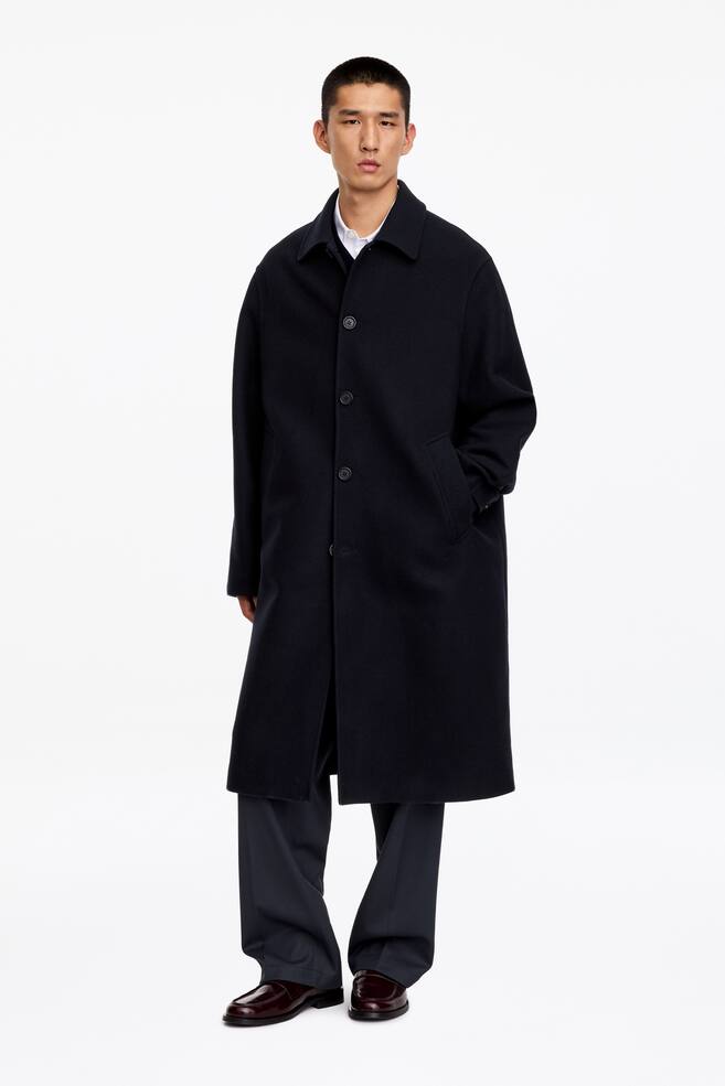 Wool-Blend Coat - Blue - 1