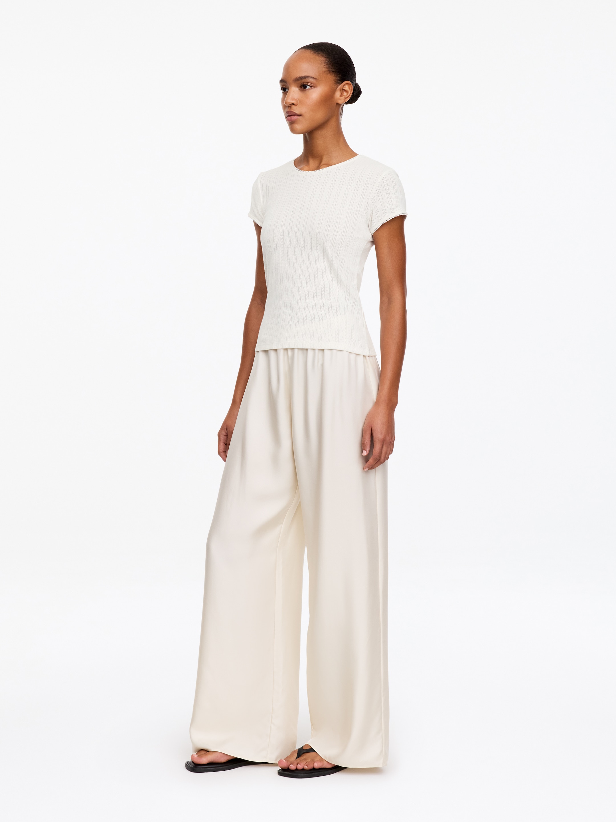 Pointelle short-sleeved top - White - Regular fit - women - StillMedia/Lookbook - 4