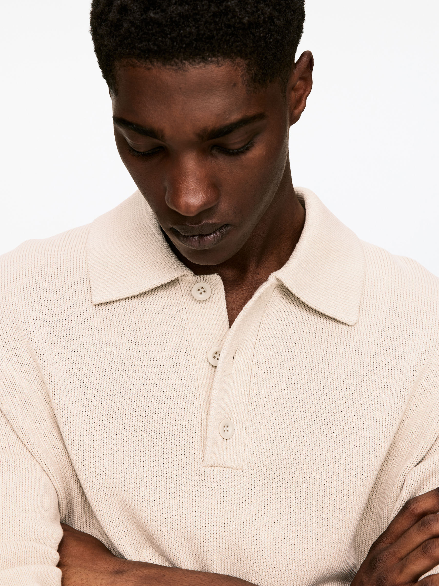 Cotton Lyocell Polo Shirt - Beige - Regular fit - Men - StillMedia/Lookbook - 5