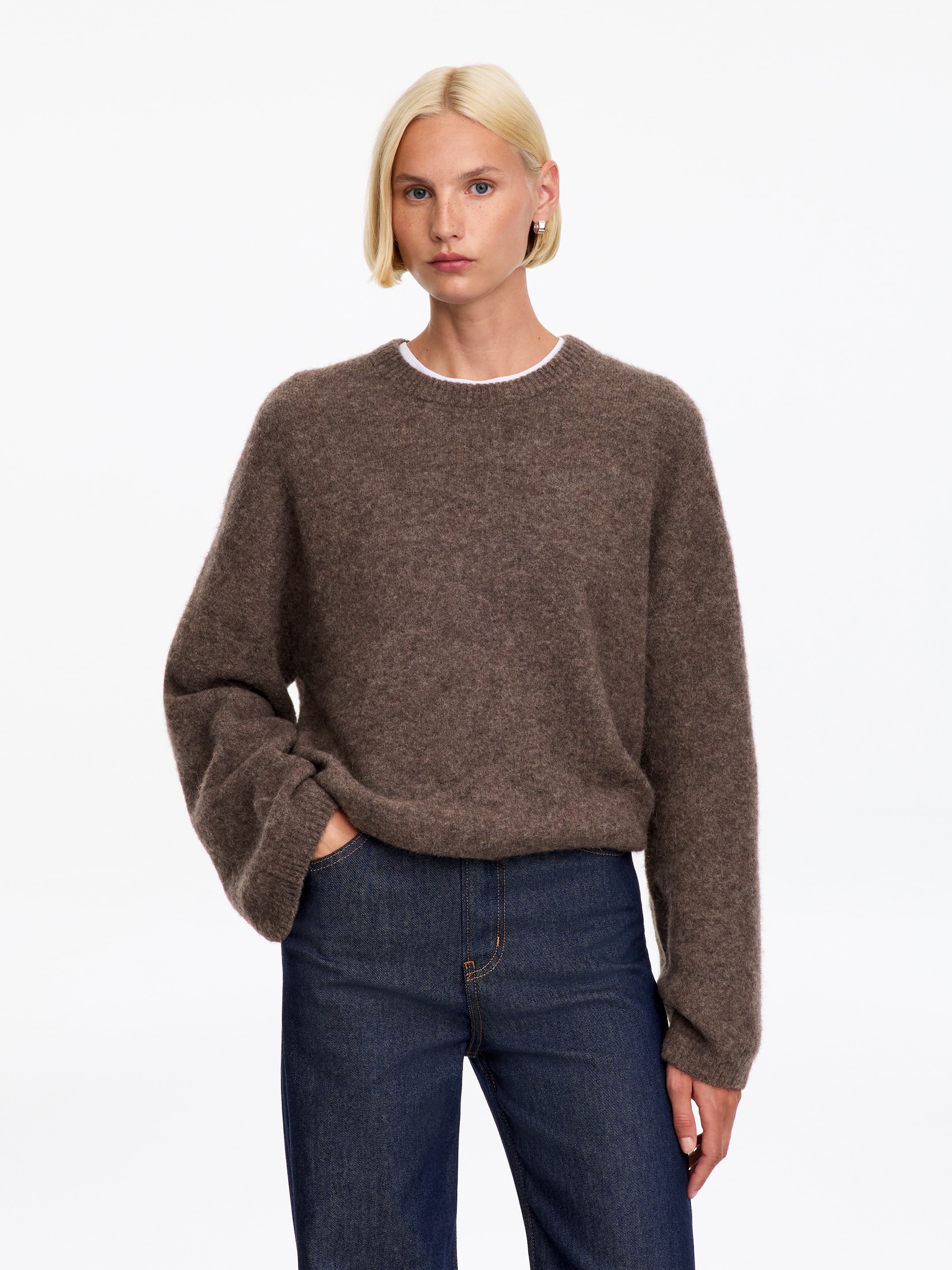 Jersey de mezcla de lana y alpaca-Brown-20265