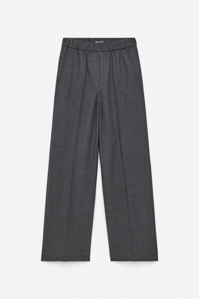 Elastic Waist Tailored Trousers - Dark Grey/Black/Dark Green - 1
