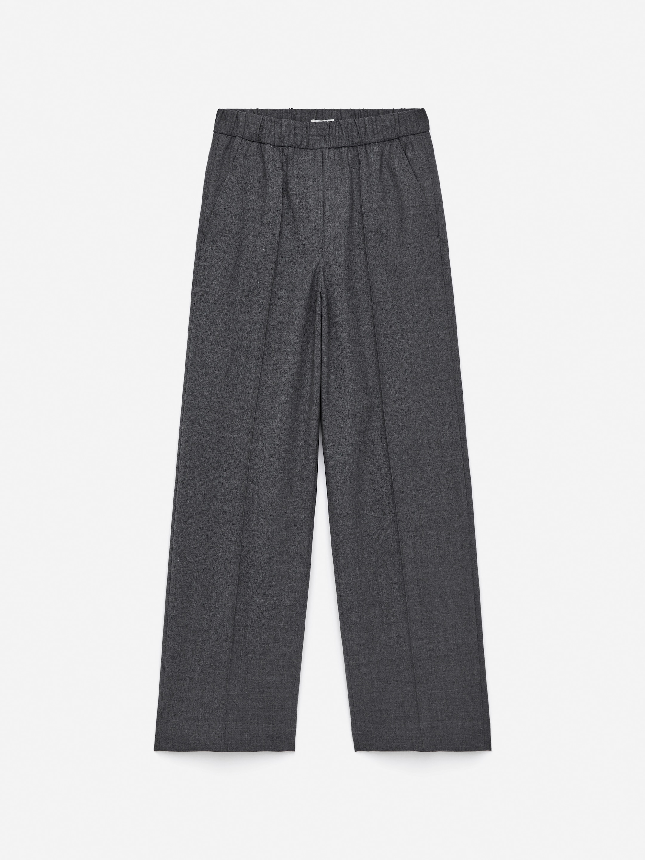 Elastic Waist Tailored Trousers-Grey-16520