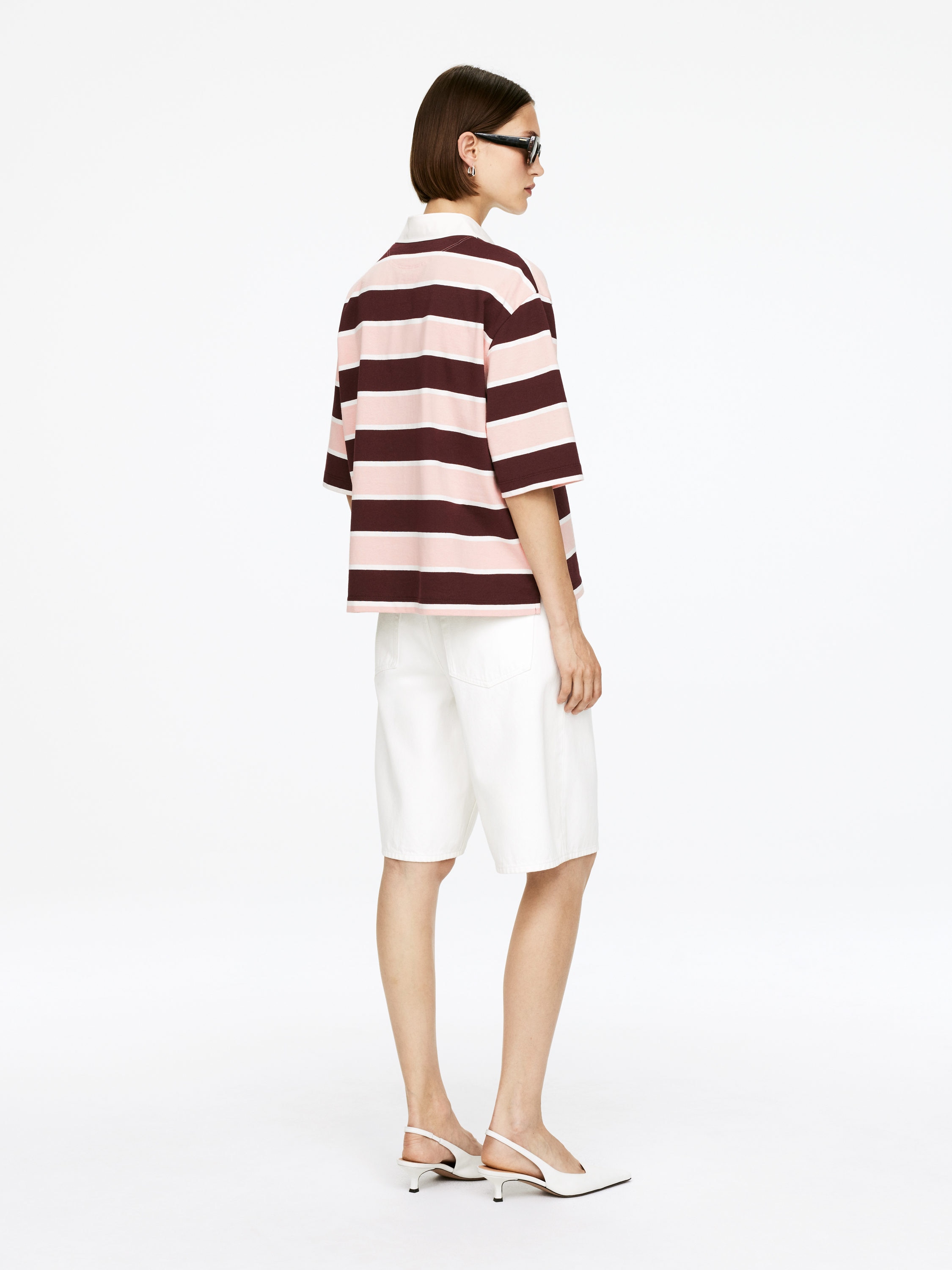 Short-Sleeve Polo Shirt - Dark Red/Pink - Regular fit - Women - StillMedia/Lookbook - 6